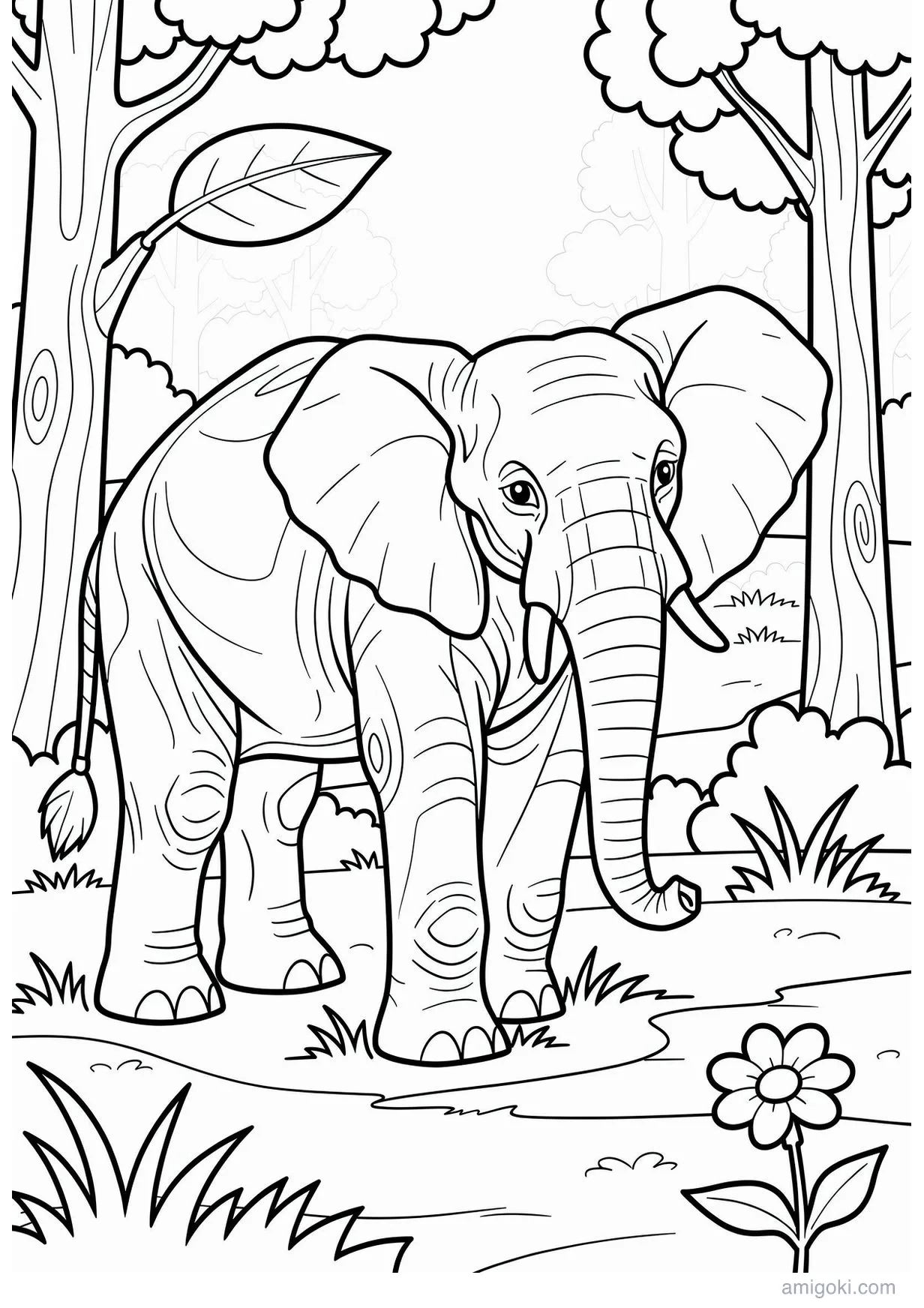 Desenho de Elefante para Colorir para Crianças Maiores de 6 Anos