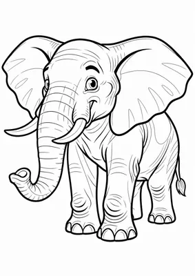 Dibujo de elefante para colorear gratis, imprimible en PDF para niños pequeños de 2 a 5 años