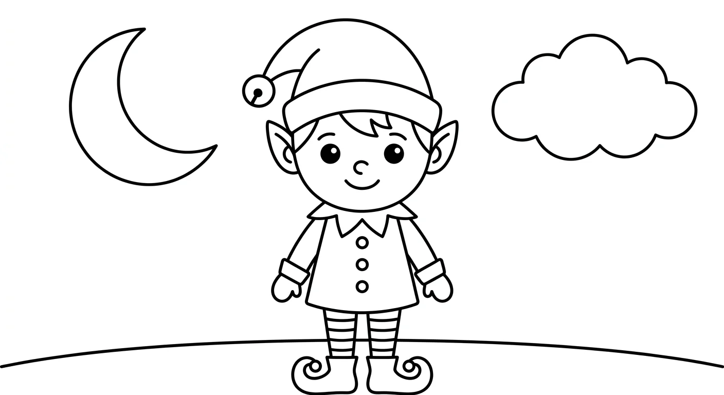 Desenho de Elfo de Natal para Colorir para Crianças de 2 a 5 Anos