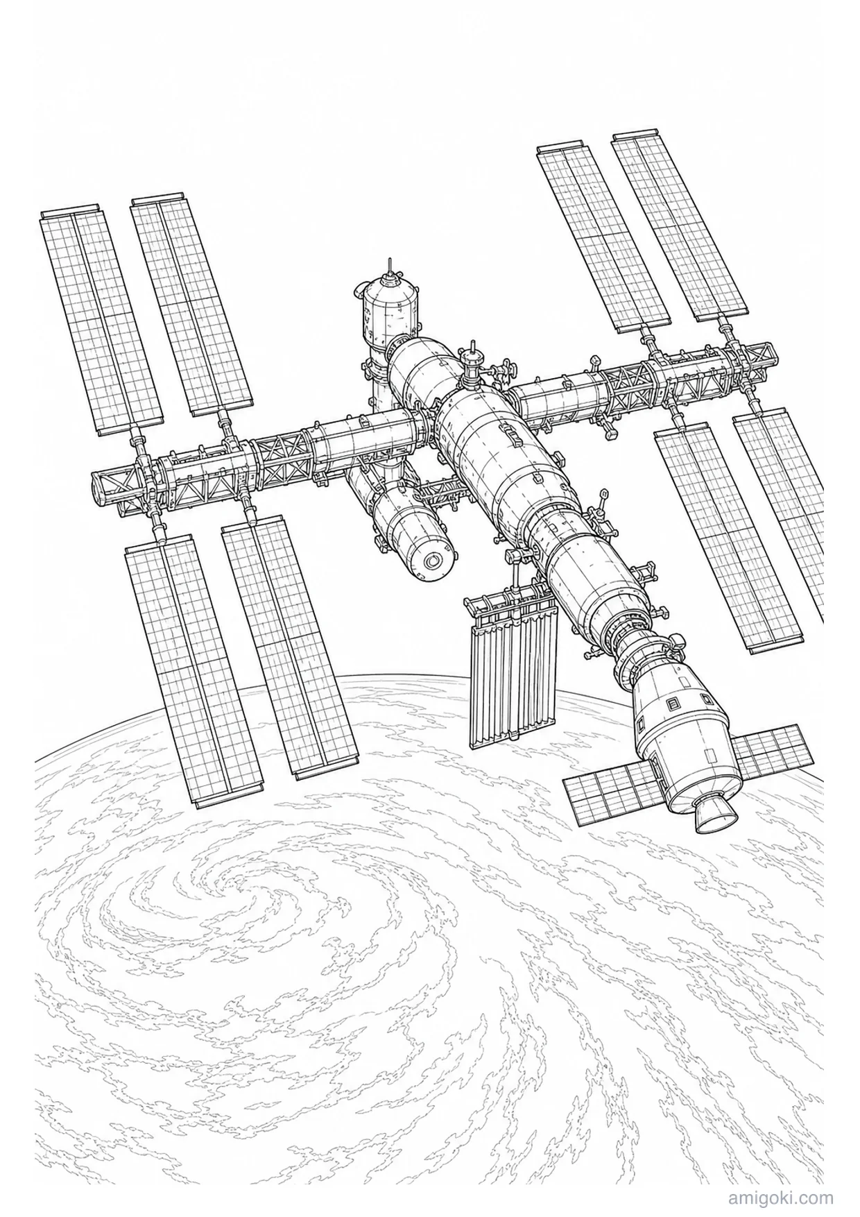 Dessin de Station Spatiale à Colorier et Imprimer
