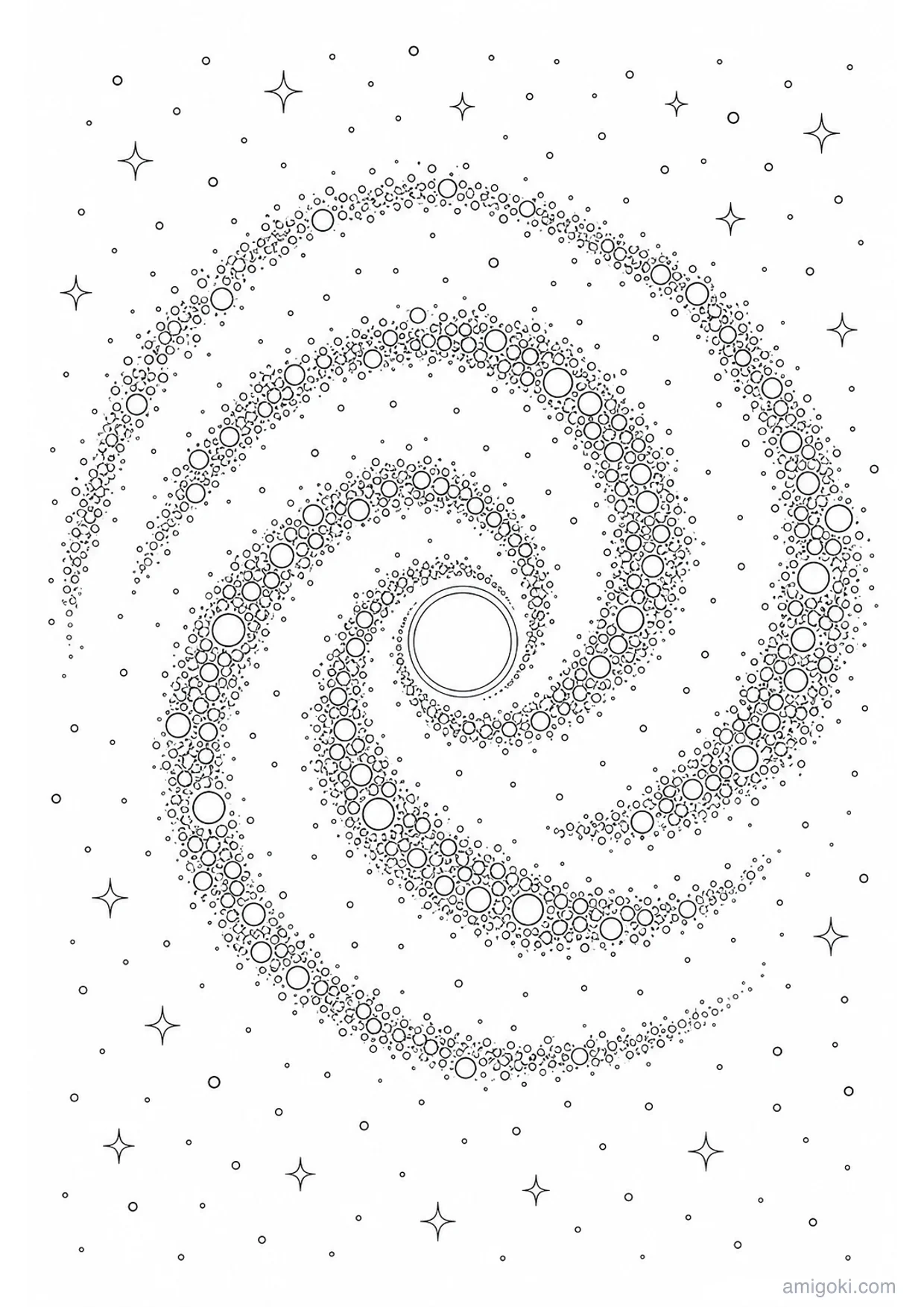 Spiral Galaxy Coloring Page to Print Free