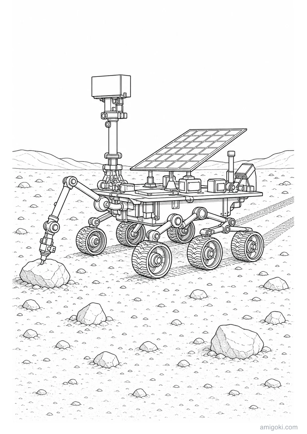 Mars Rover Coloring Page to Print Free