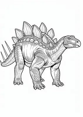 Stegosaurus coloring page for kids, free printable dinosaur drawing activity