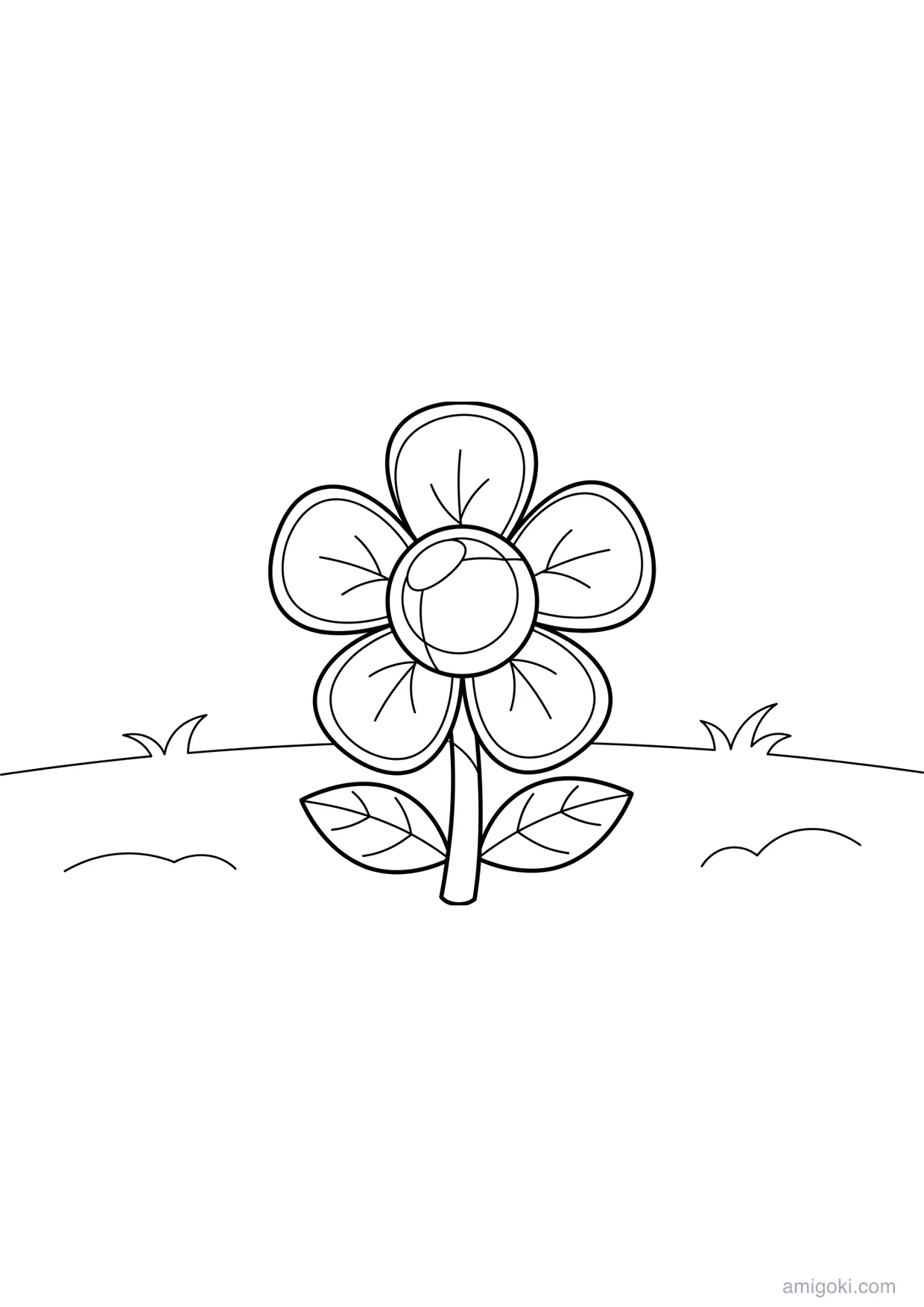 Dibujo de Flor de cinco pétalos para Colorear para Mayores de 6 Años