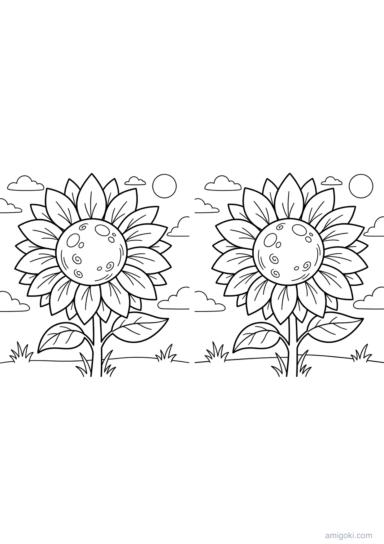 Dibujo de Flor grande fácil para Colorear para Mayores de 6 Años
