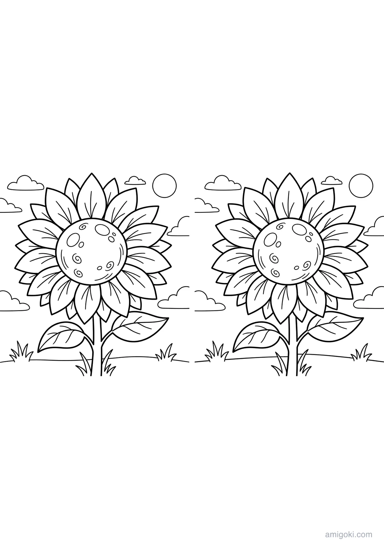 Easy Big Flower Drawing to Color for Kids 6+