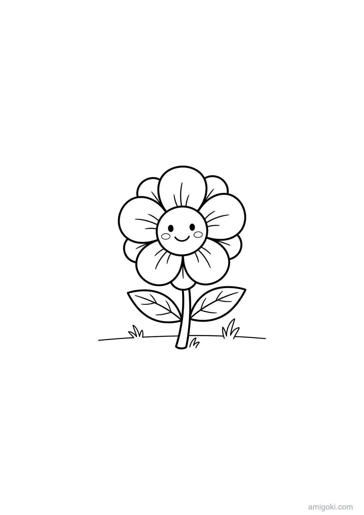 Dibujo de Flor simple para Colorear para Mayores de 6 Años