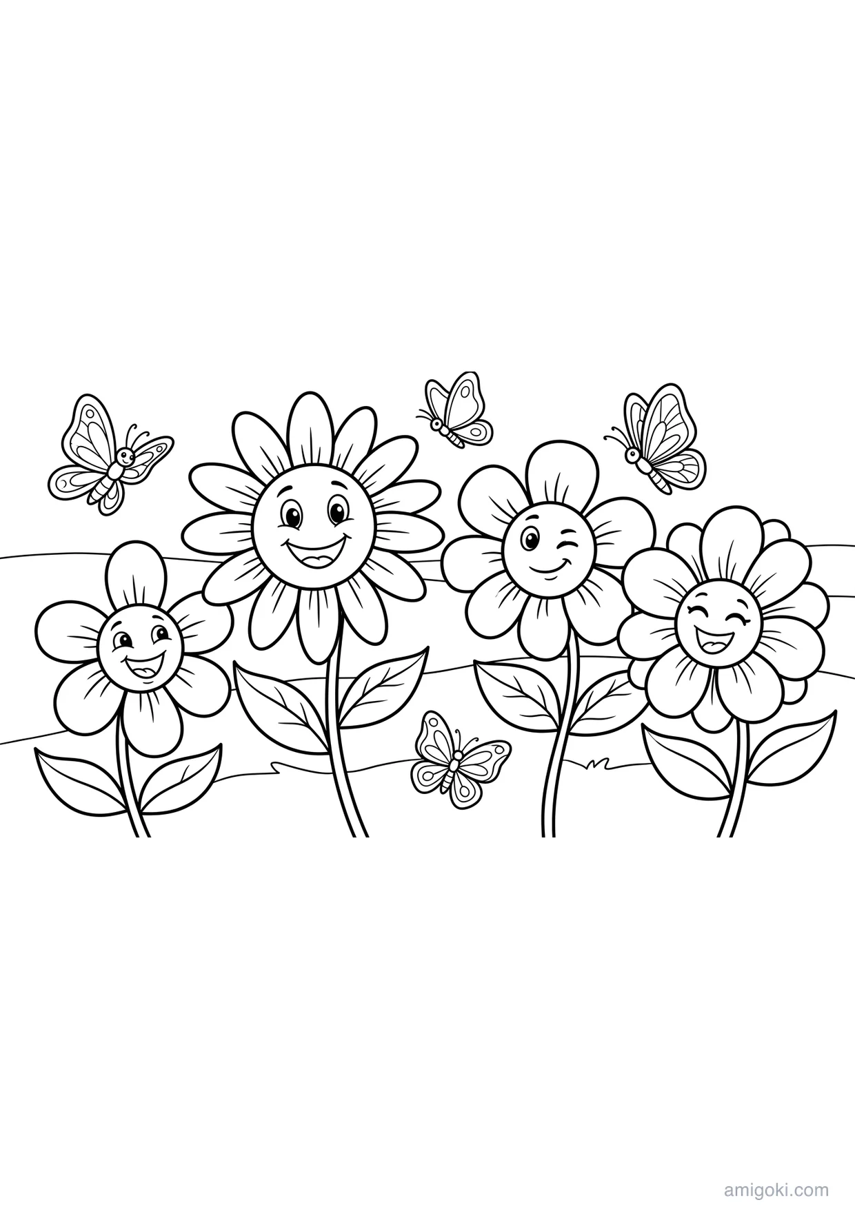 Desenhos de Flores com Borboletas para Colorir Maiores de 6 Anos