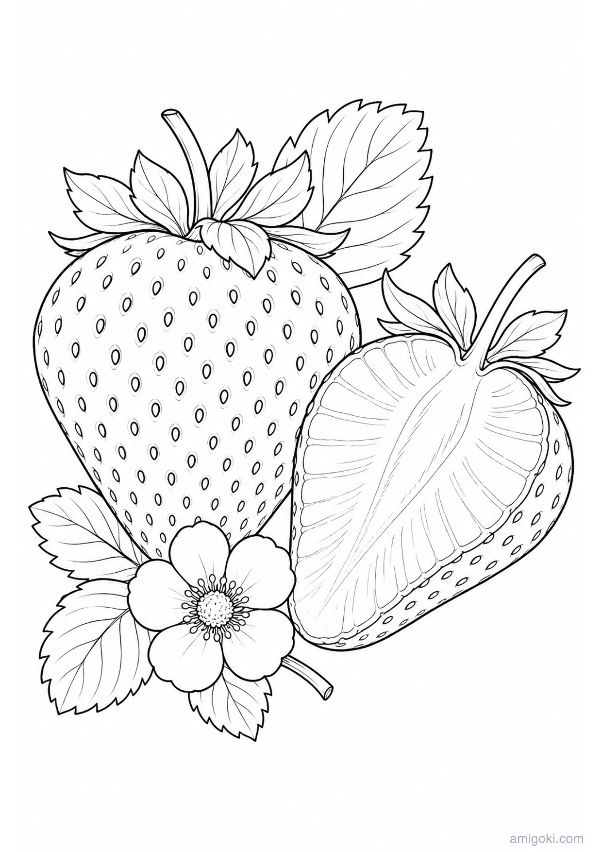 Dibujo de Frutillas para Colorear e Imprimir