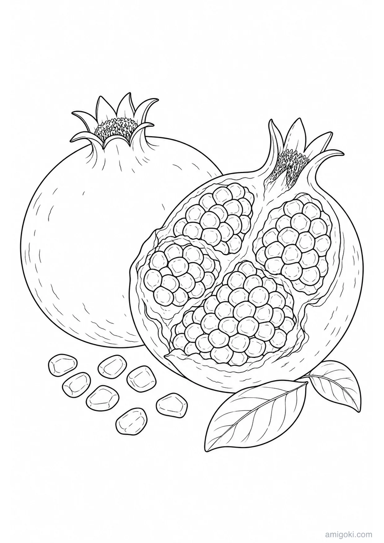 Desenho de Romã para Colorir e Imprimir