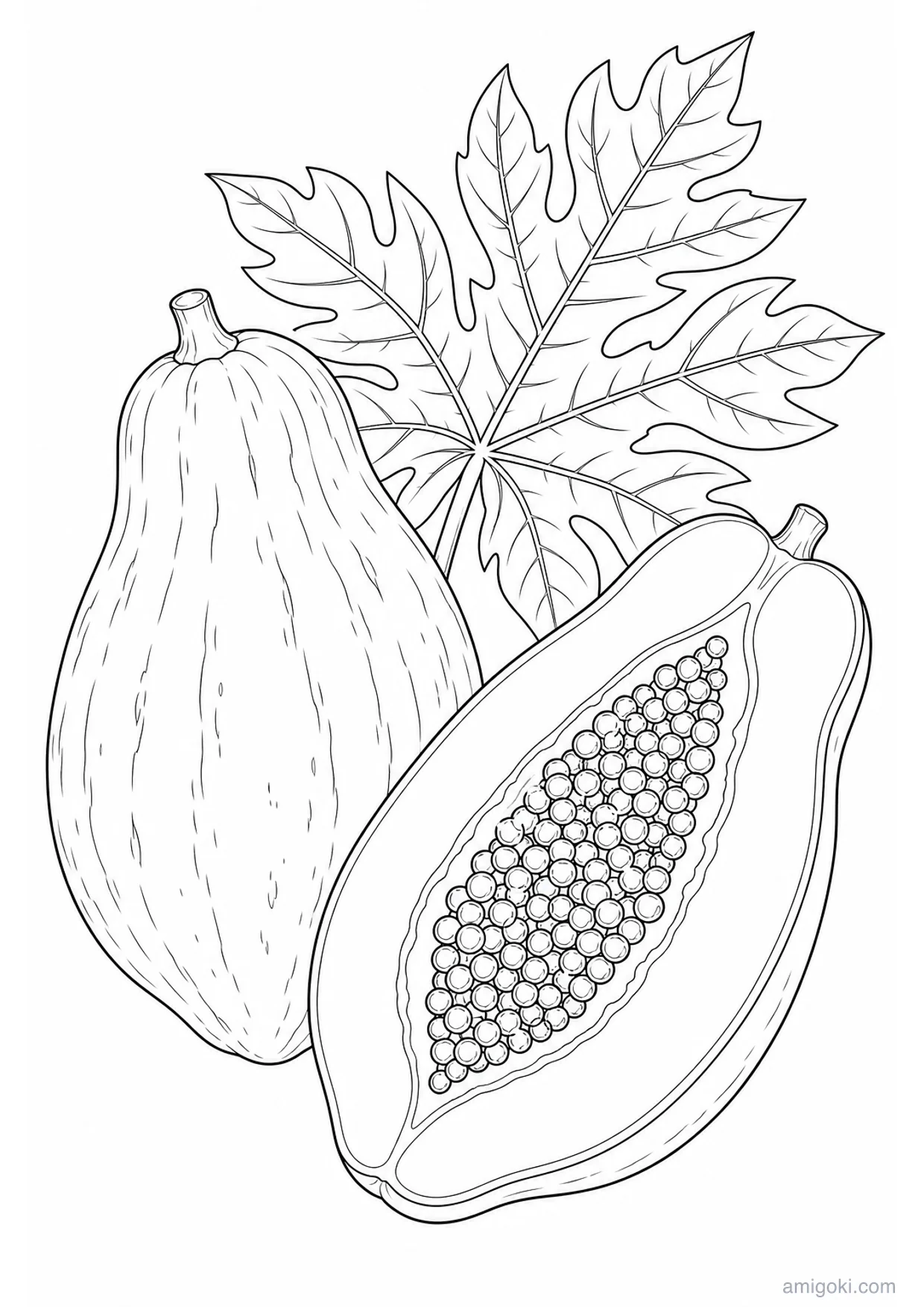 Dibujo de Papaya para Colorear e Imprimir