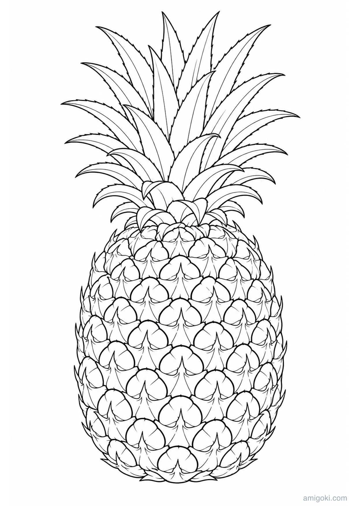 Dibujo de Piña Tropical para Colorear e Imprimir