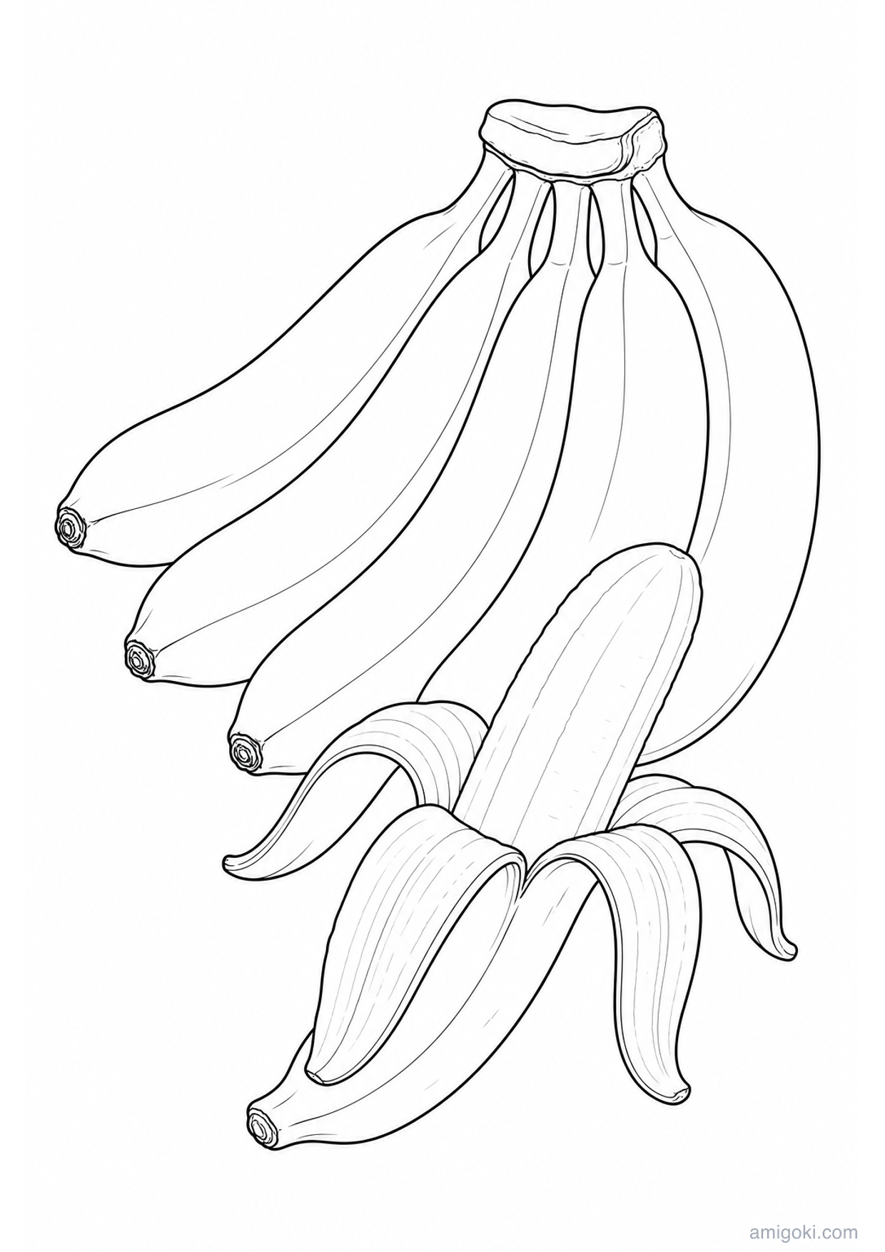 Dibujo de Racimo de Bananas para Colorear e Imprimir