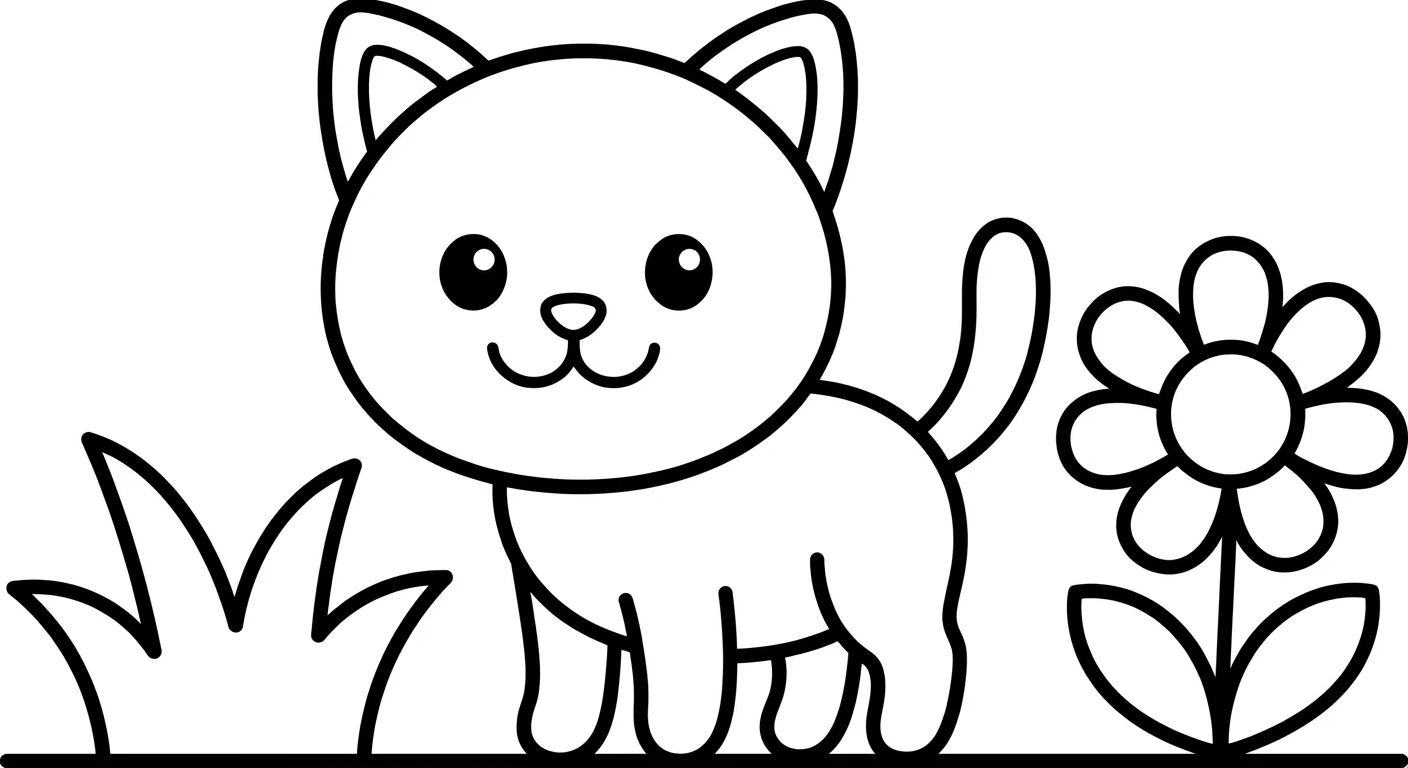 Dibujo de Gatito bebé para Colorear para Niños de 2 a 5 Años