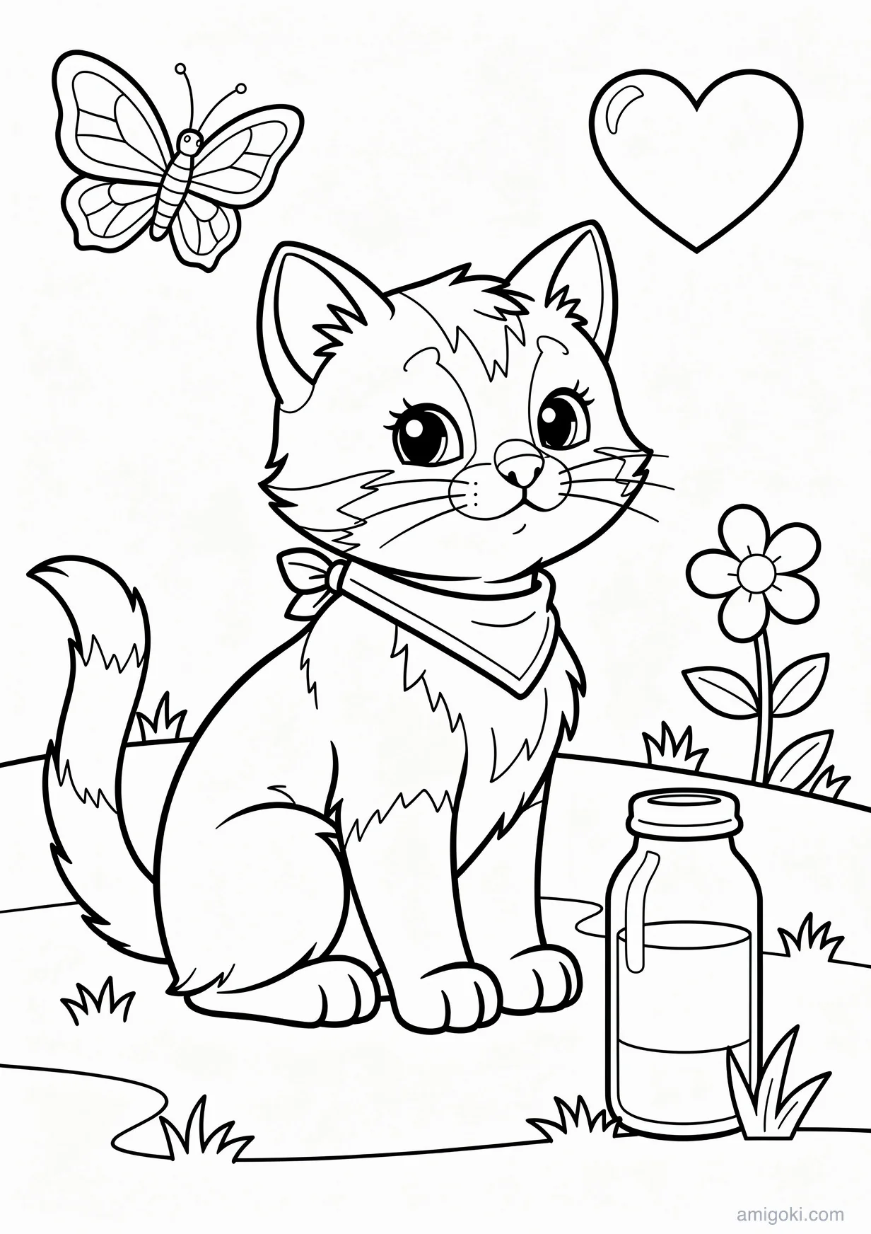 Dibujo de Gatito bebé para Colorear para Mayores de 6 Años