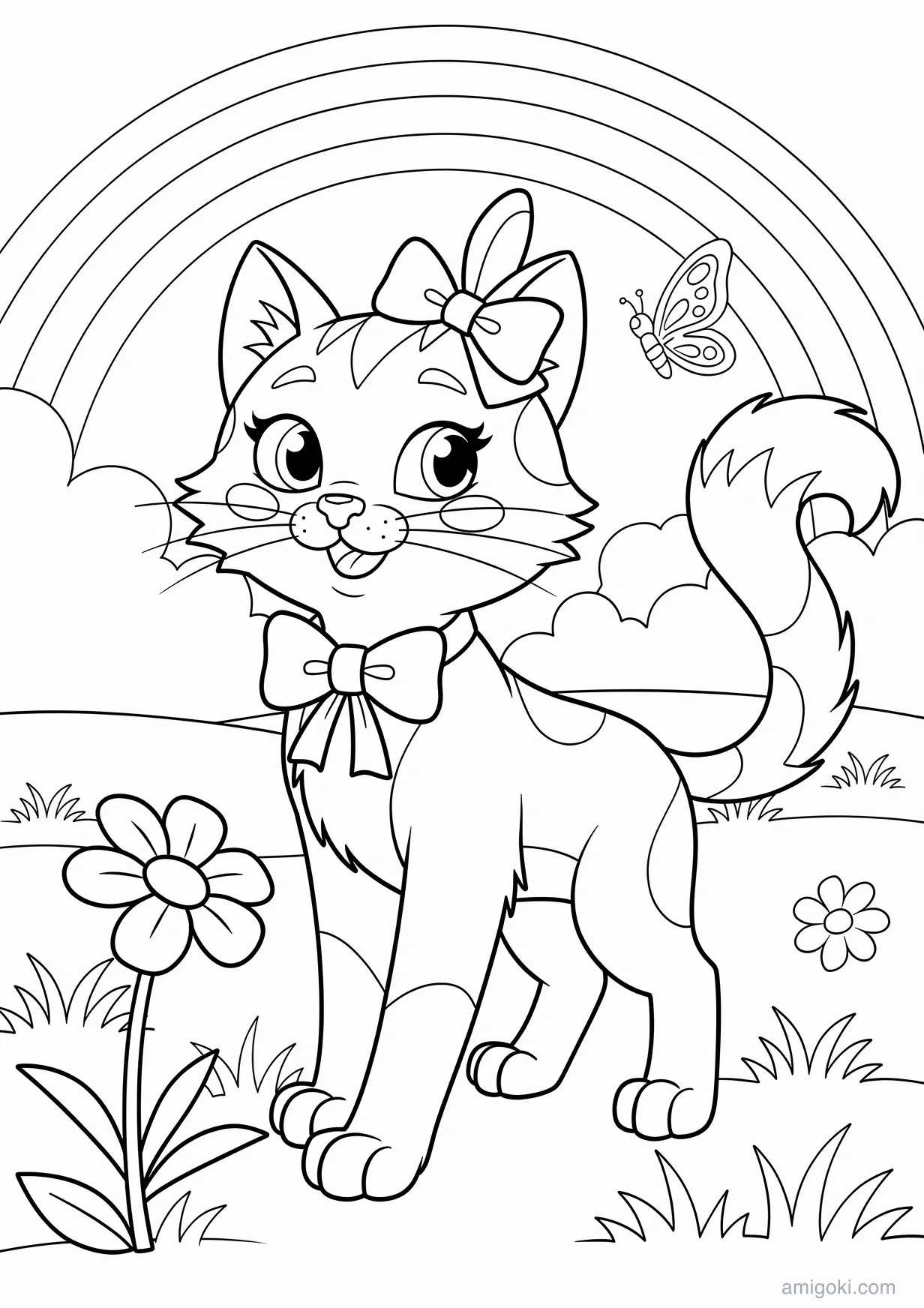 Dibujo de Gato animado para Colorear para Mayores de 6 Años