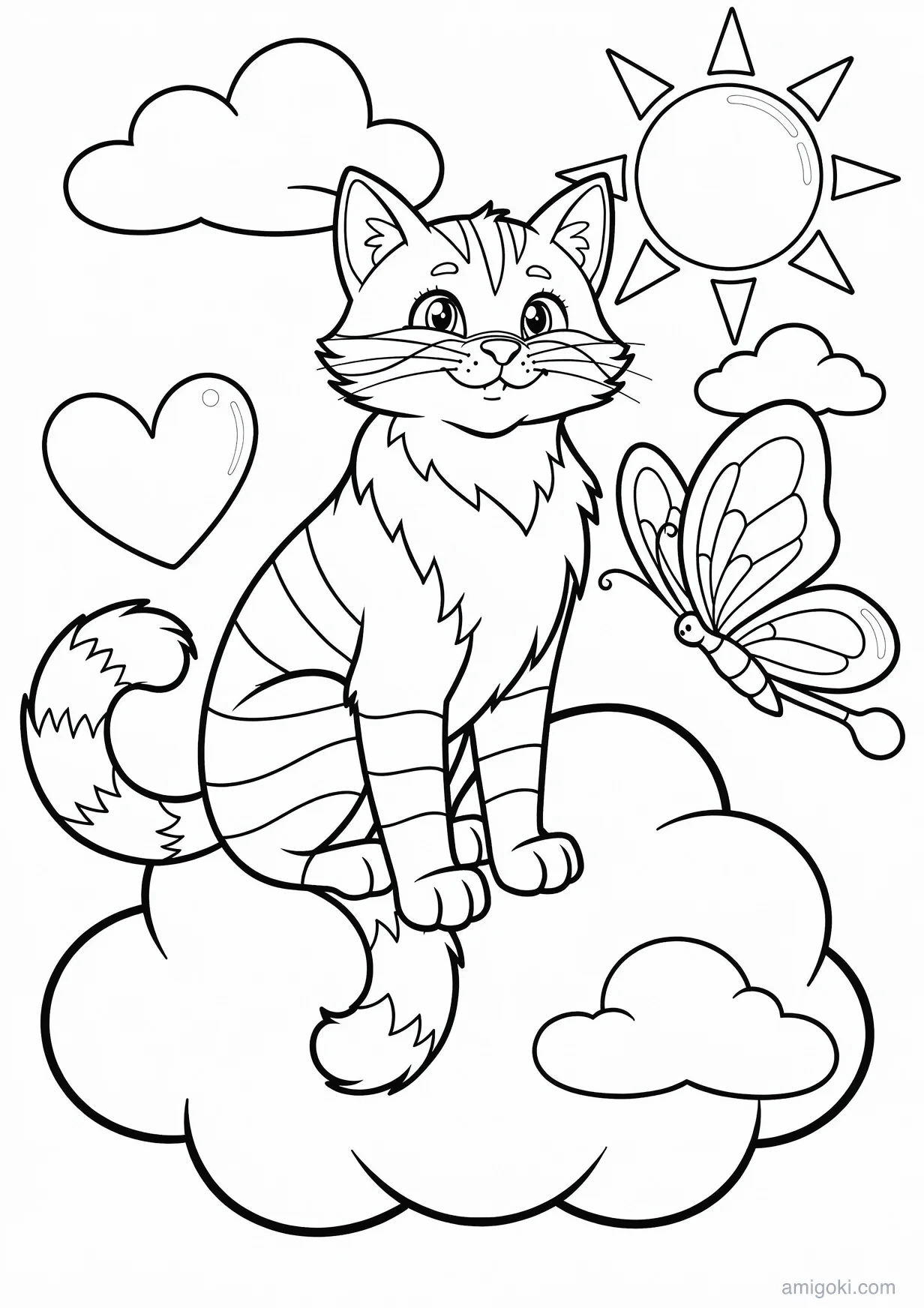 Gato Arco-Íris para Colorir para Maiores de 6 Anos