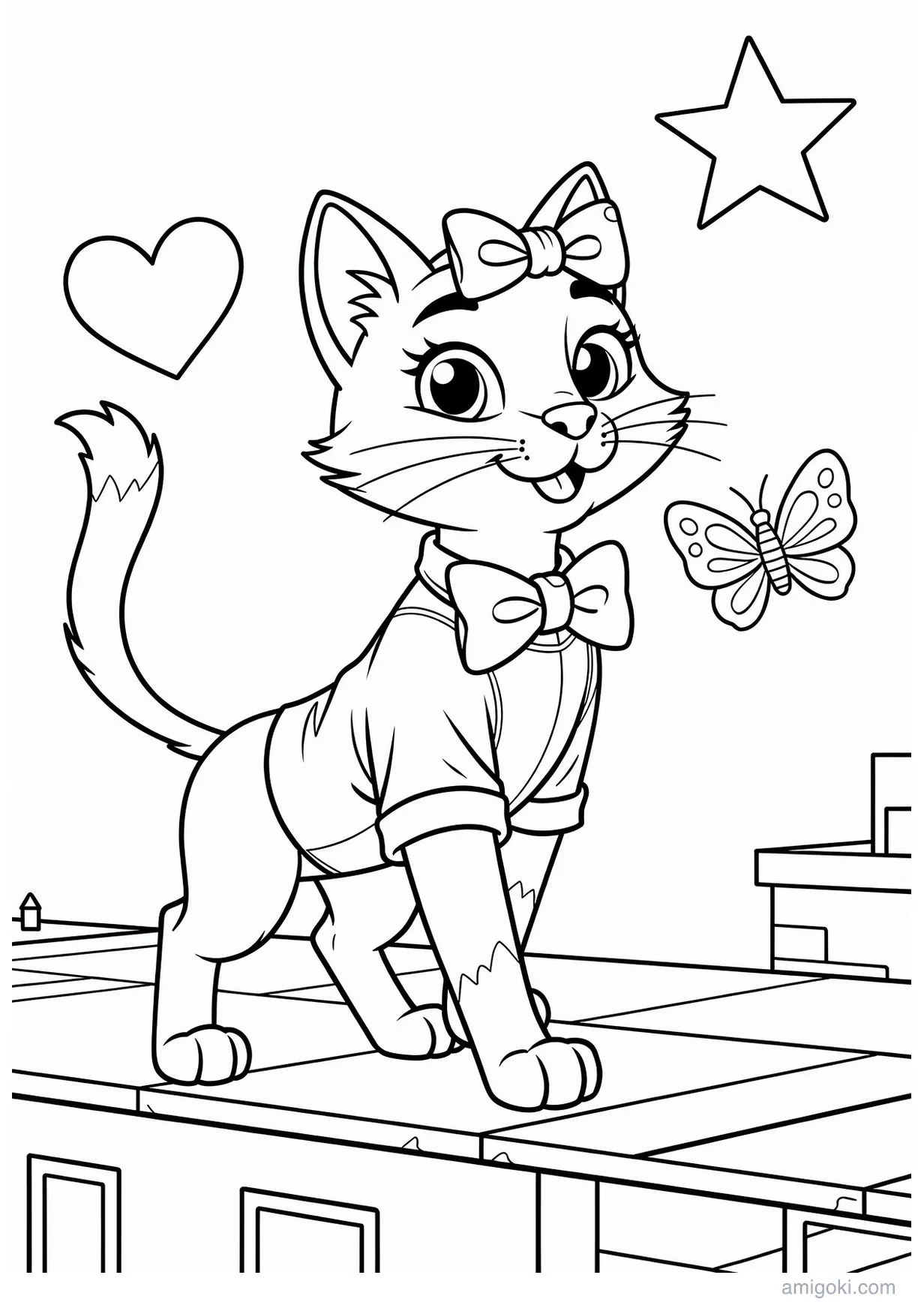 Dessin de Chat Dessin Animé à Colorier pour Enfants à partir de 6 Ans