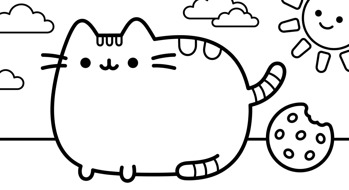 Pusheen Cat Coloring Pages for Kids Ages 2-5