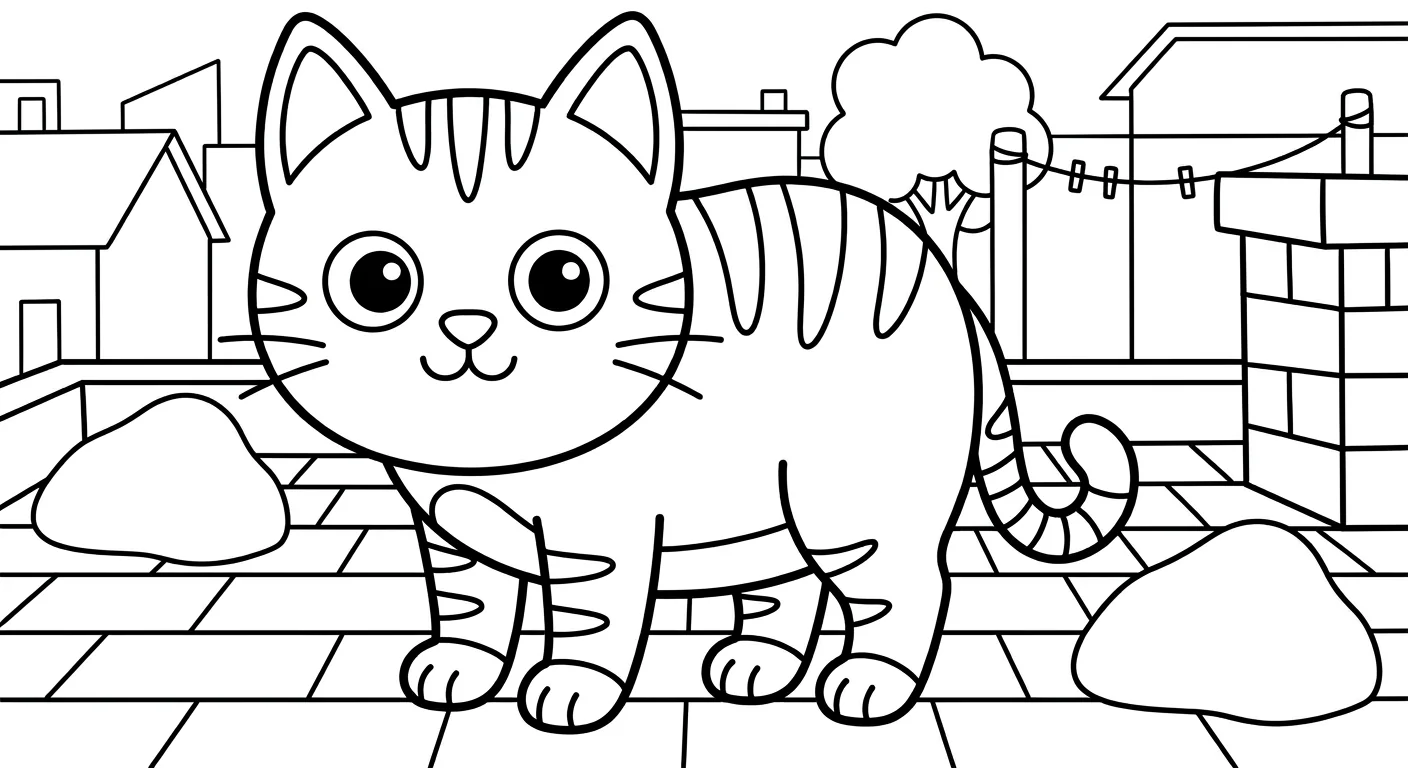 Dessin de Chat Rayé à Colorier pour Enfants de 2 à 5 Ans