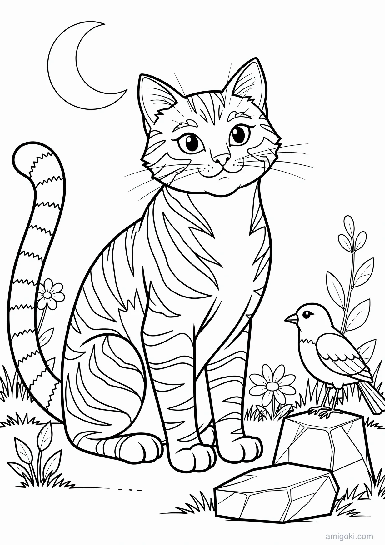 Dibujo de Gato rayado para Colorear para Mayores de 6 Años