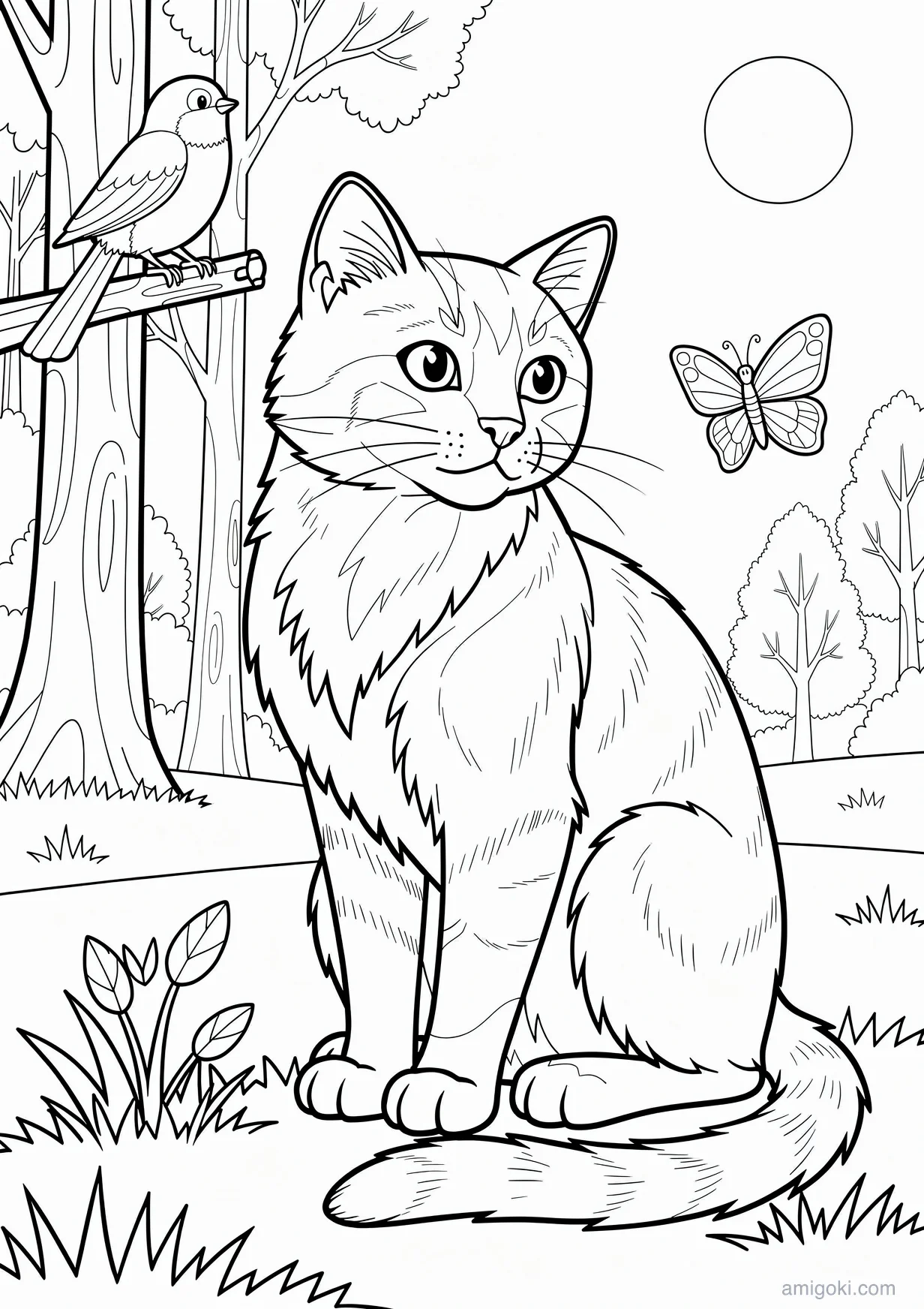 Desenho de Gato Realista para Colorir para Maiores de 6 Anos