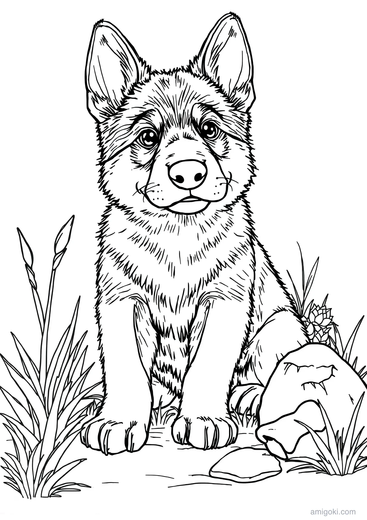 Desenho de Filhote de Pastor Alemão para Colorir para Maiores de 6 Anos