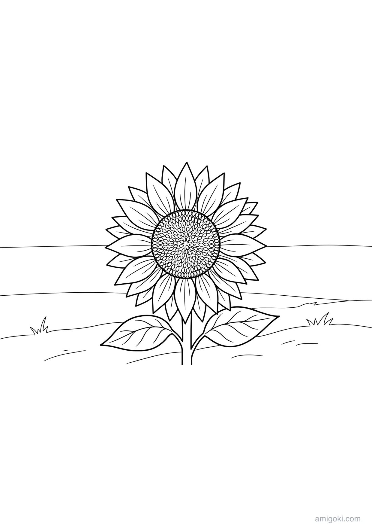 Desenho de Girassol para Colorir para Crianças de 6 Anos em Diante