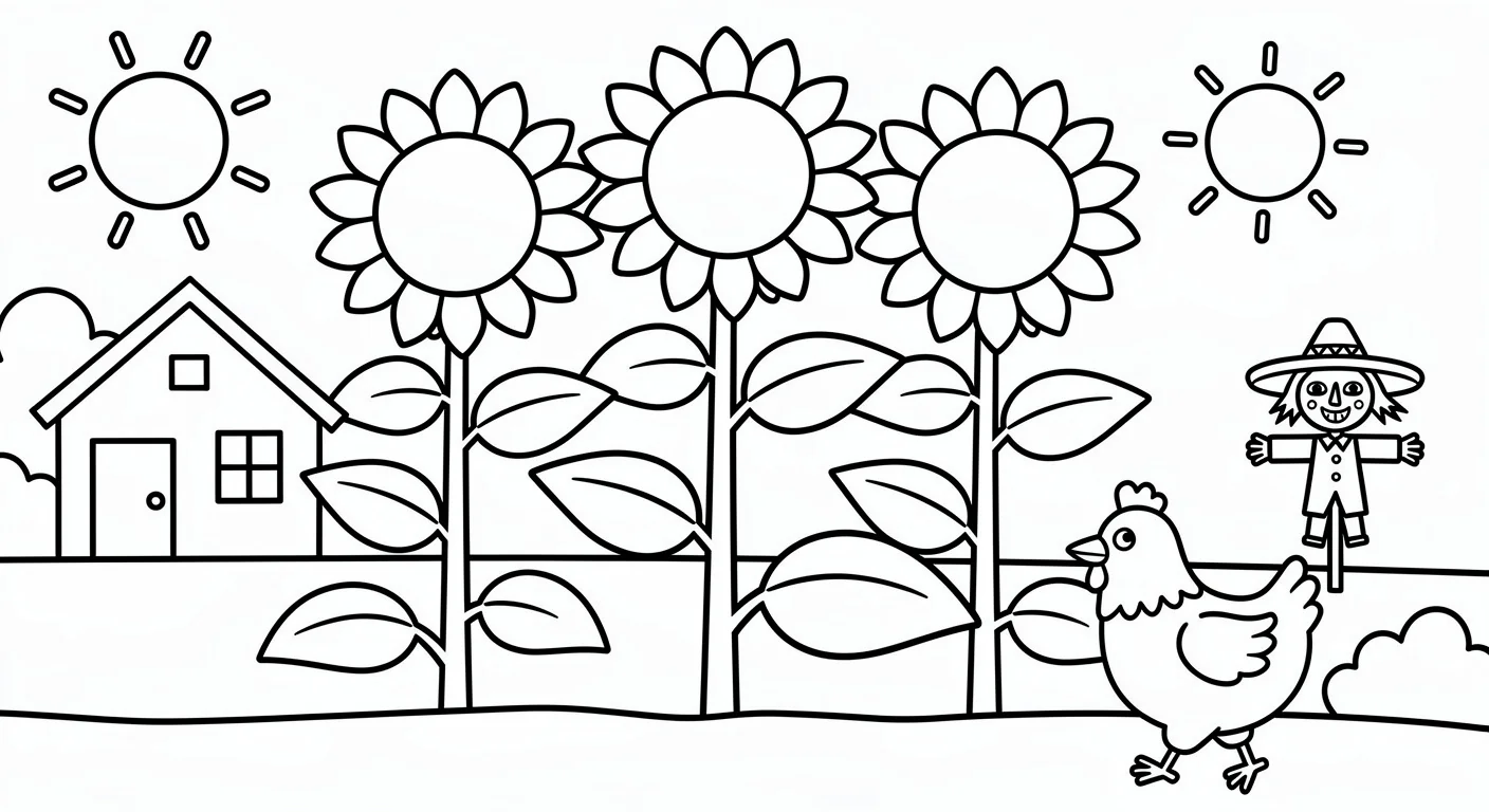 Sunflowers in the garden Coloring Page