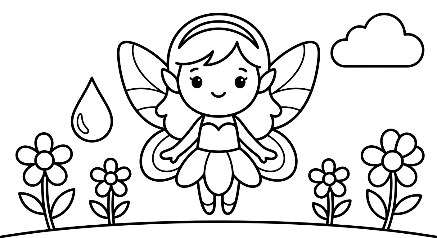 Dibujo de Hada con alas para Colorear para Niños de 2 a 5 Años