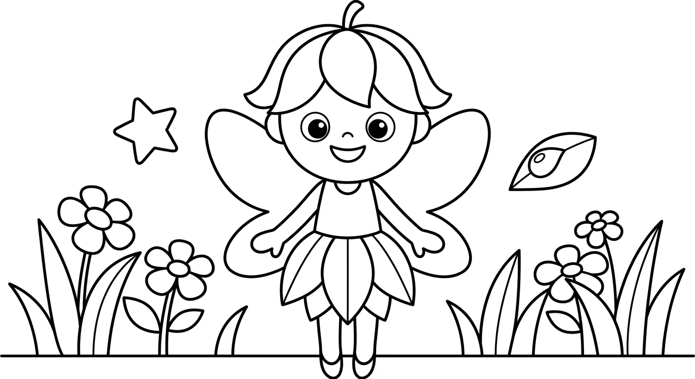 Fée de la Forêt à Colorier pour les Enfants de 2 à 5 Ans