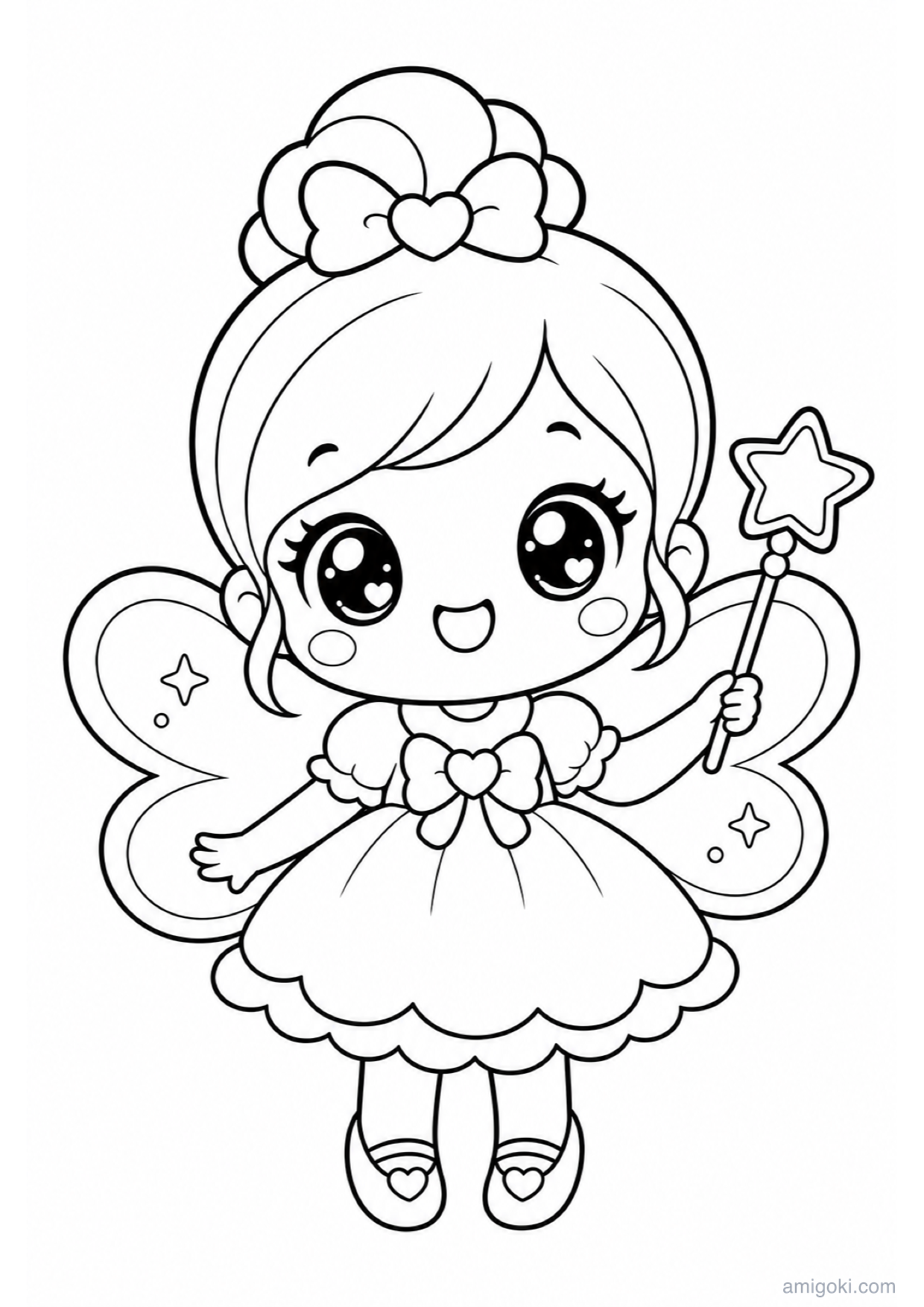 Kawaii Fairy Coloring Page to Print Free