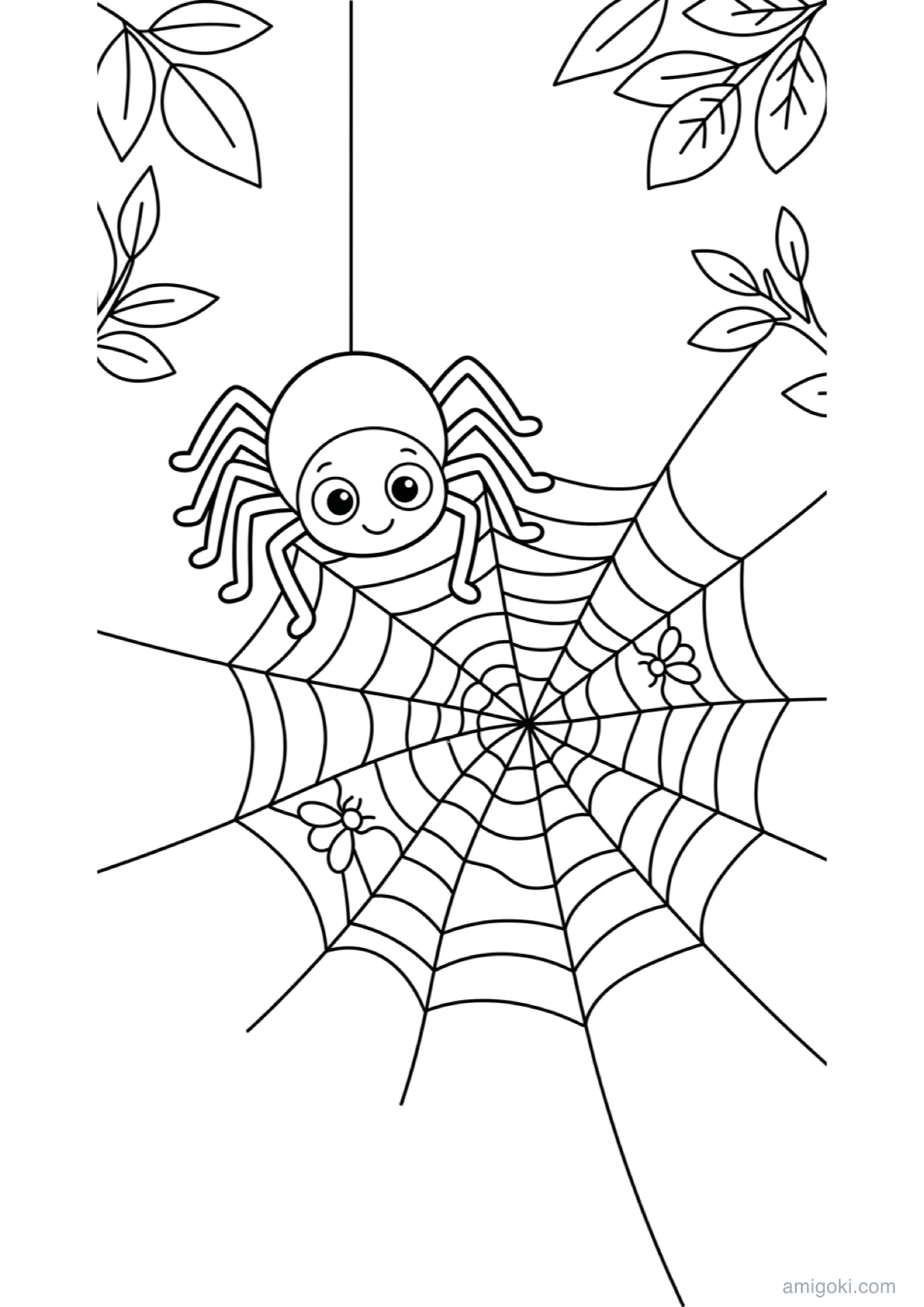 Dessin d'Araignée sur Toile à Colorier et Imprimer