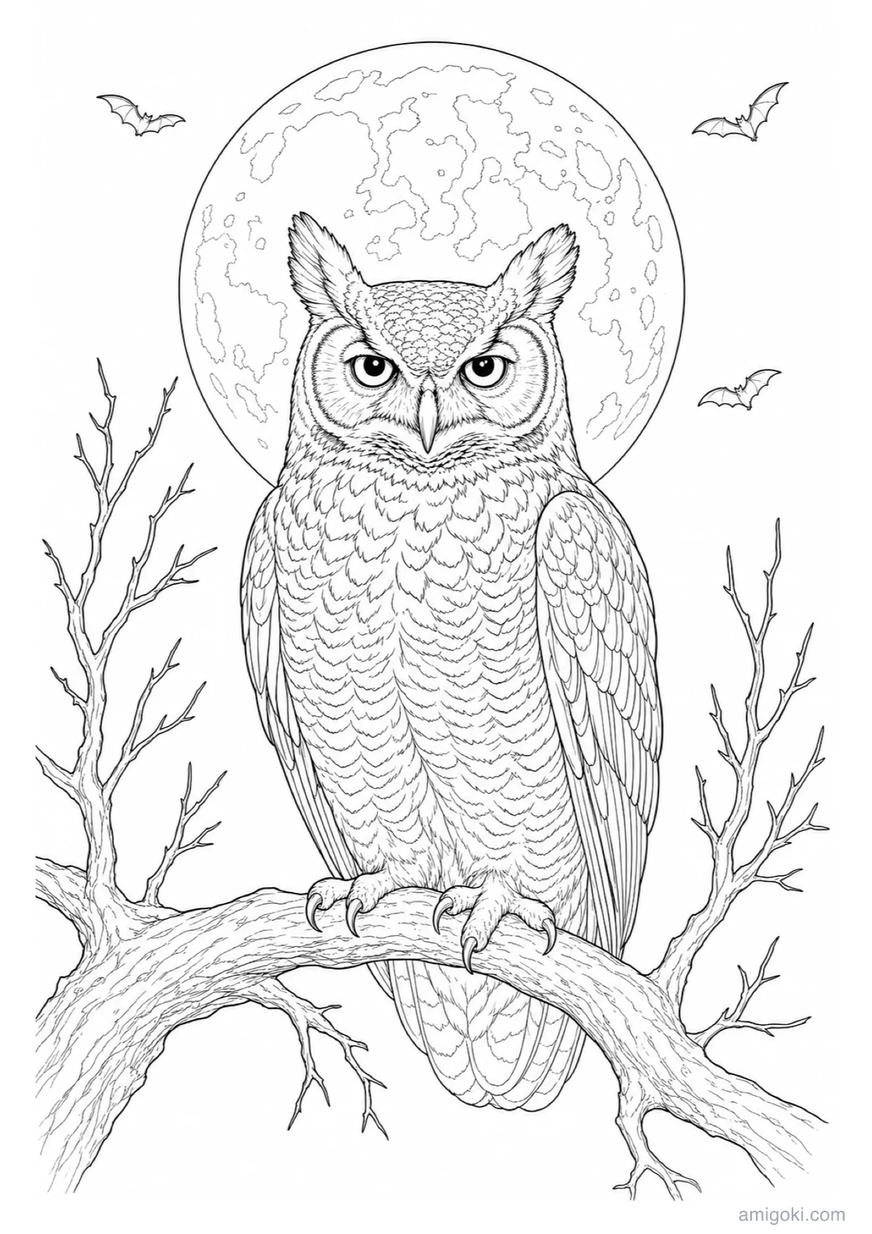 Dessin de Hibou d'Halloween à Colorier et Imprimer