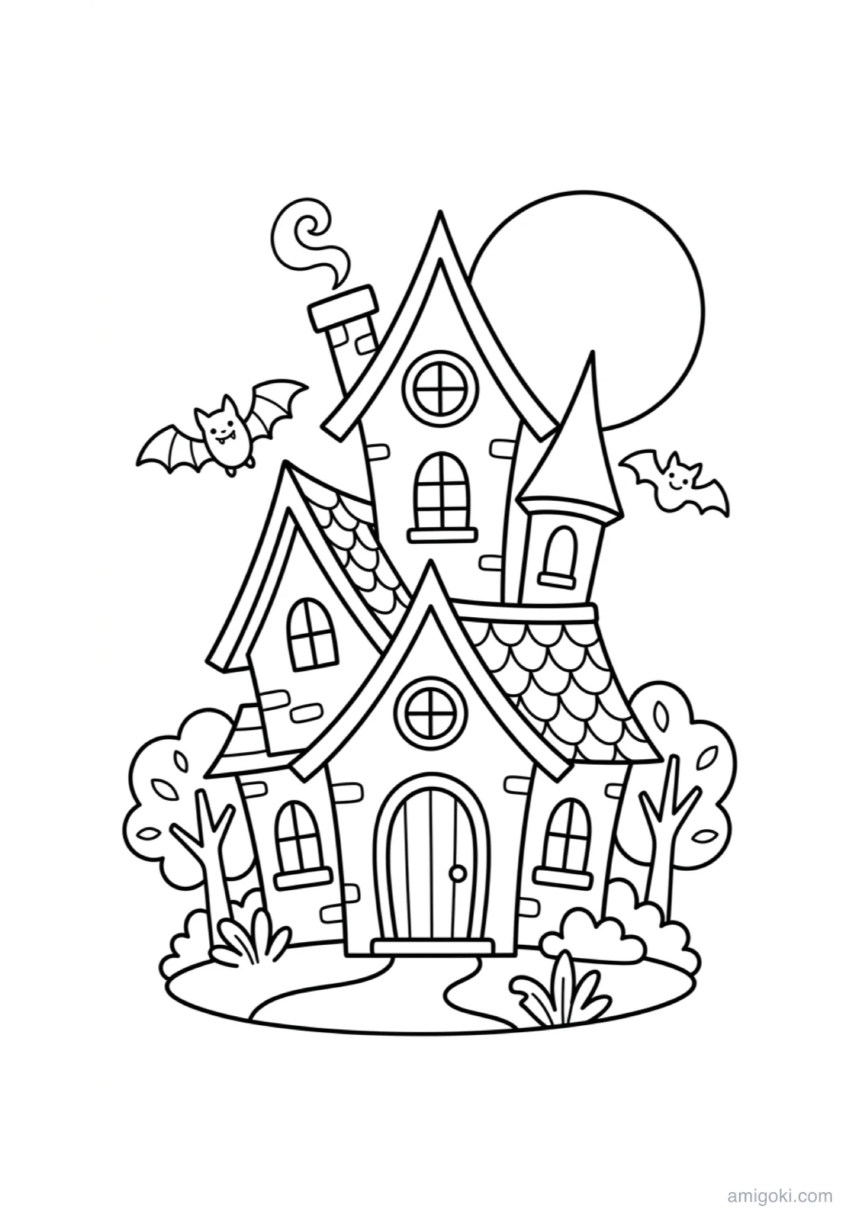 Dessin de Maison Hantée à Colorier et Imprimer