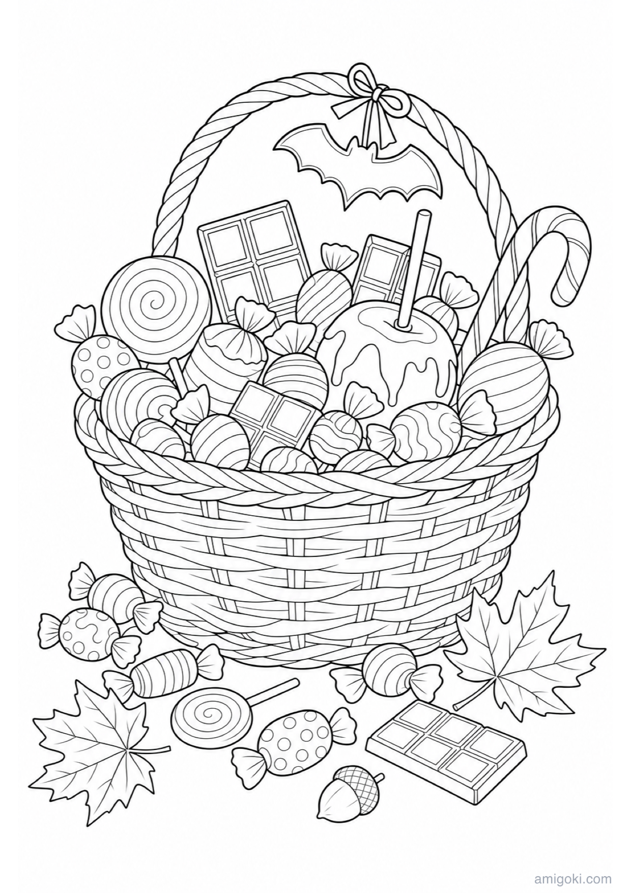 Dessin de Bonbons d'Halloween à Colorier et Imprimer