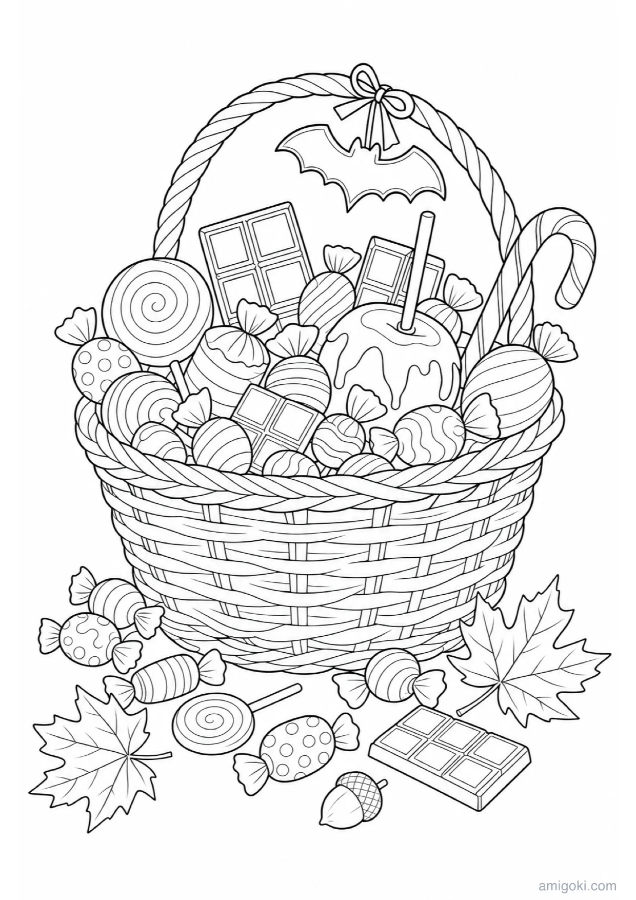 Dessin de Bonbons d'Halloween à Colorier et Imprimer