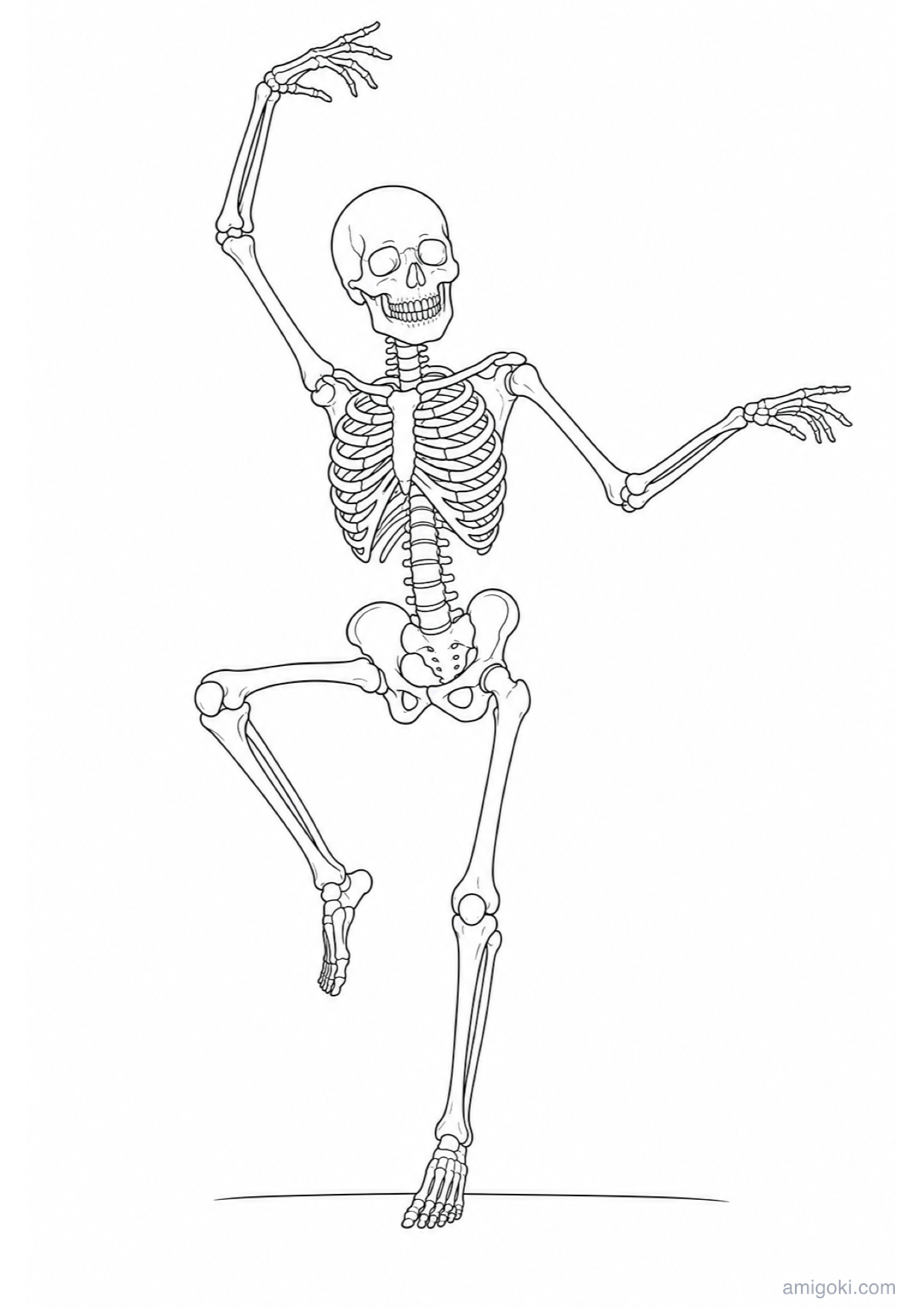 Skeleton Coloring Page to Print Free