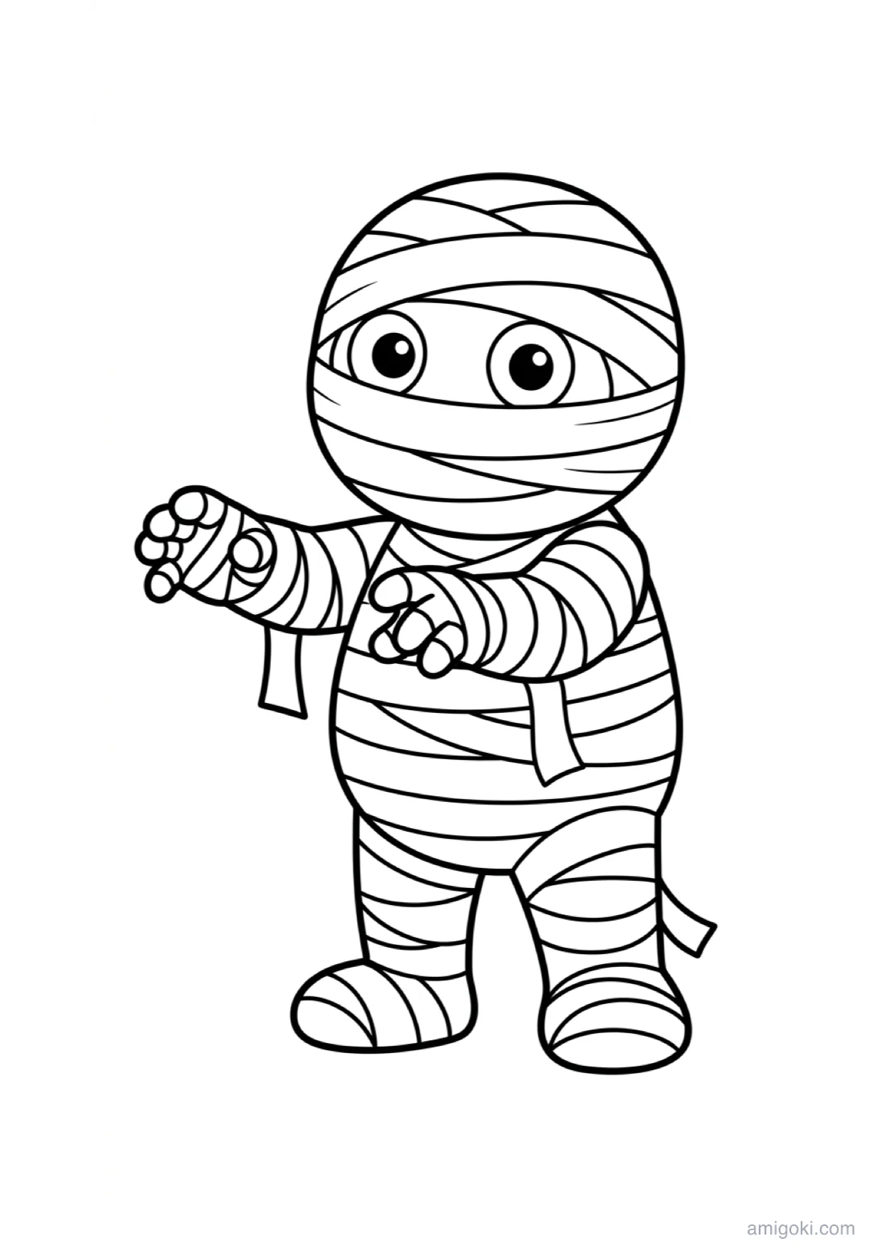 Desenho de Múmia de Halloween para Colorir e Imprimir