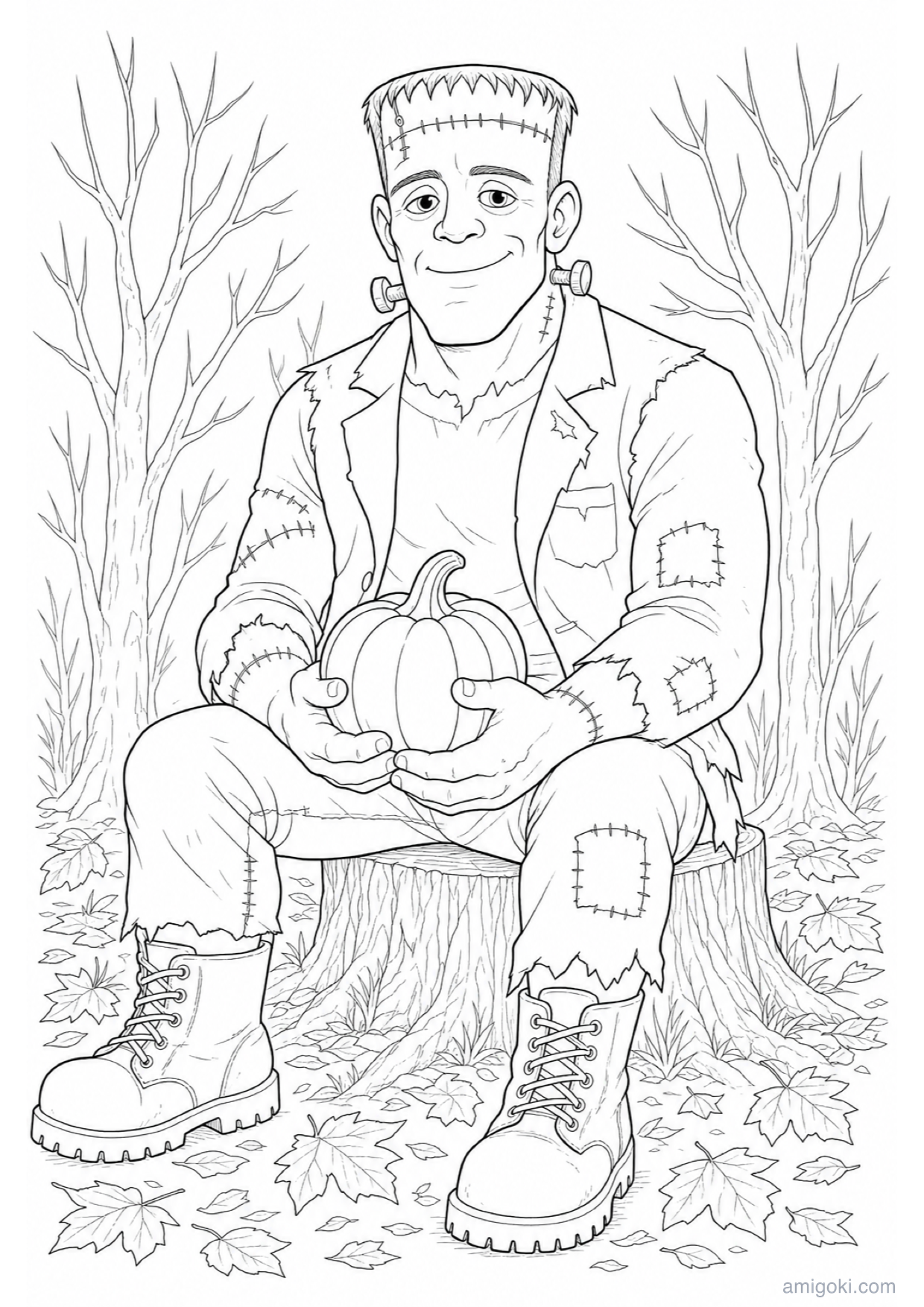 Dibujo de Monstruo de Halloween para Colorear e Imprimir
