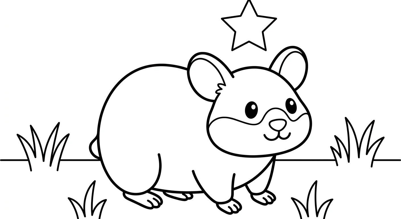 Adorable Hamster à Colorier pour Enfants de 2 à 5 Ans