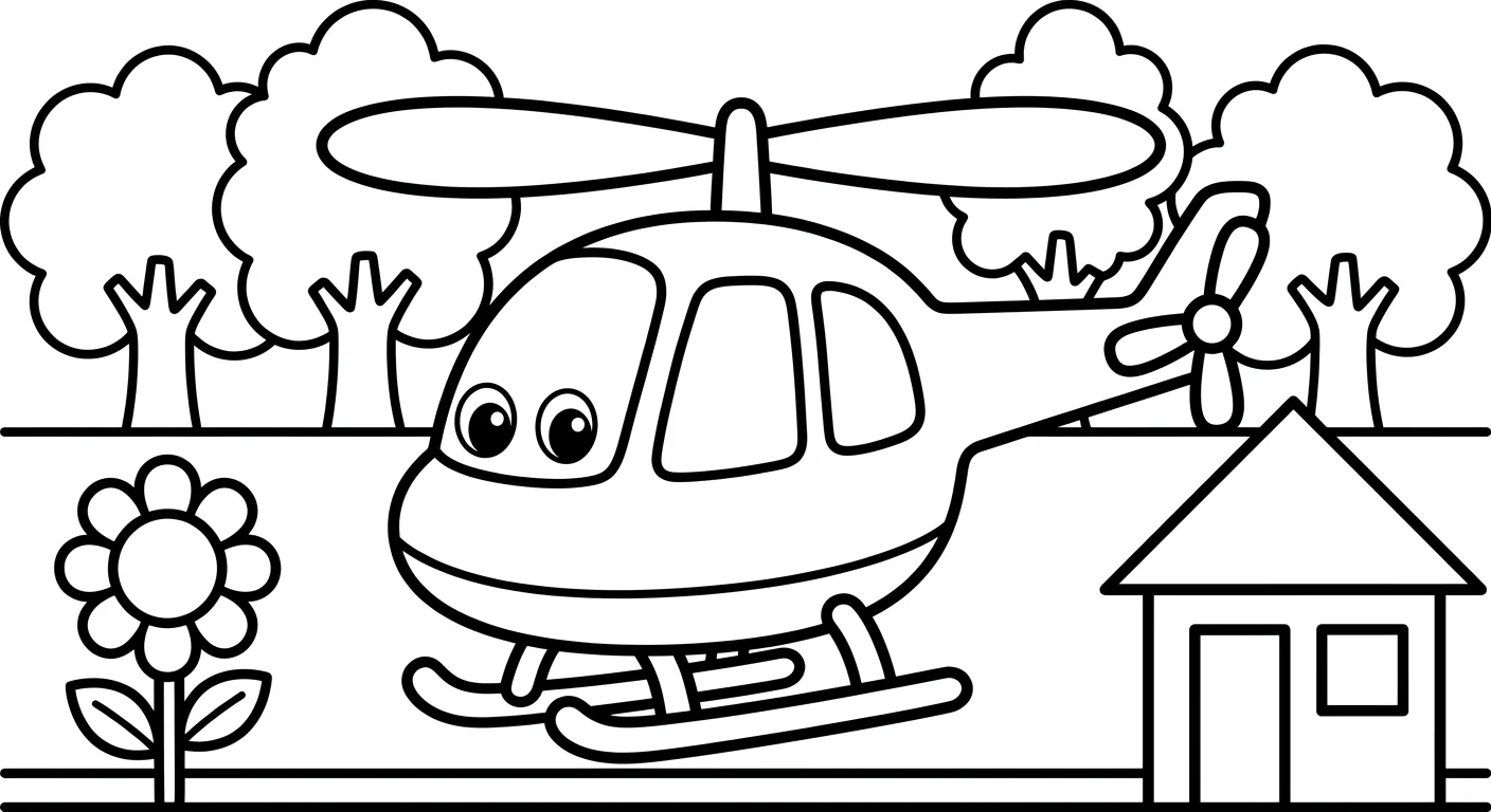 Dessin d'Hélicoptère à Colorier pour Enfants de 2 à 5 Ans