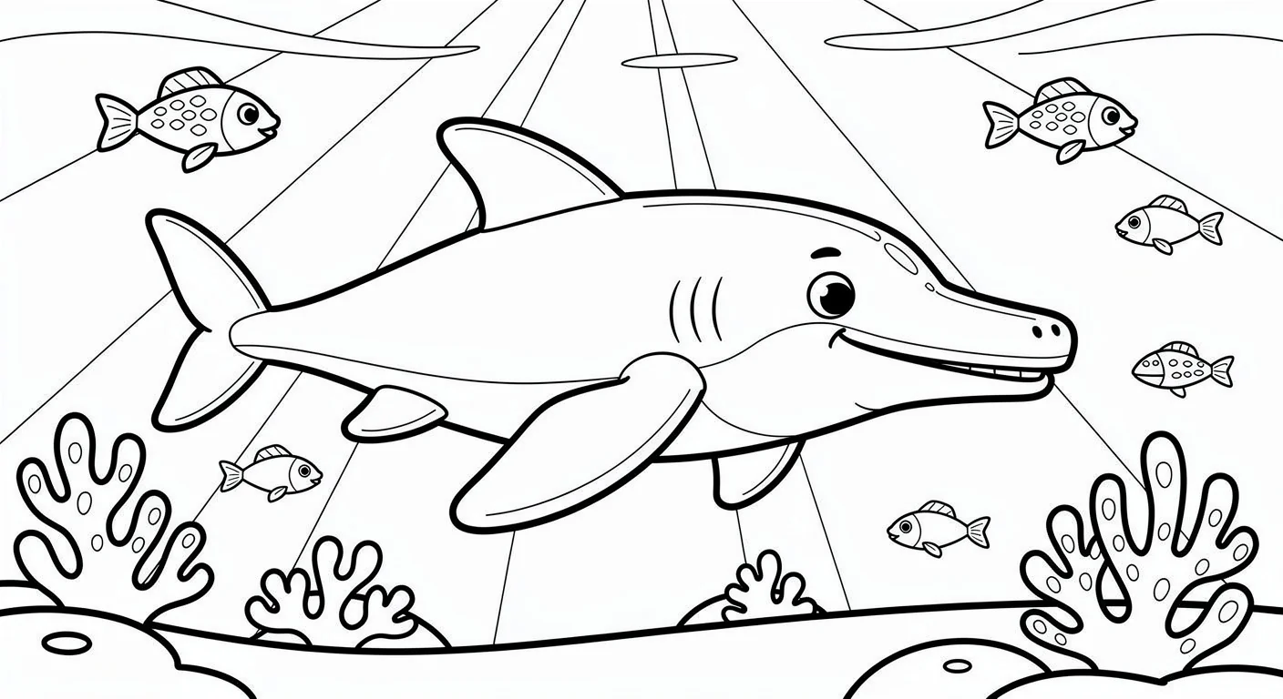 Ichthyosaur in the sea Coloring Page