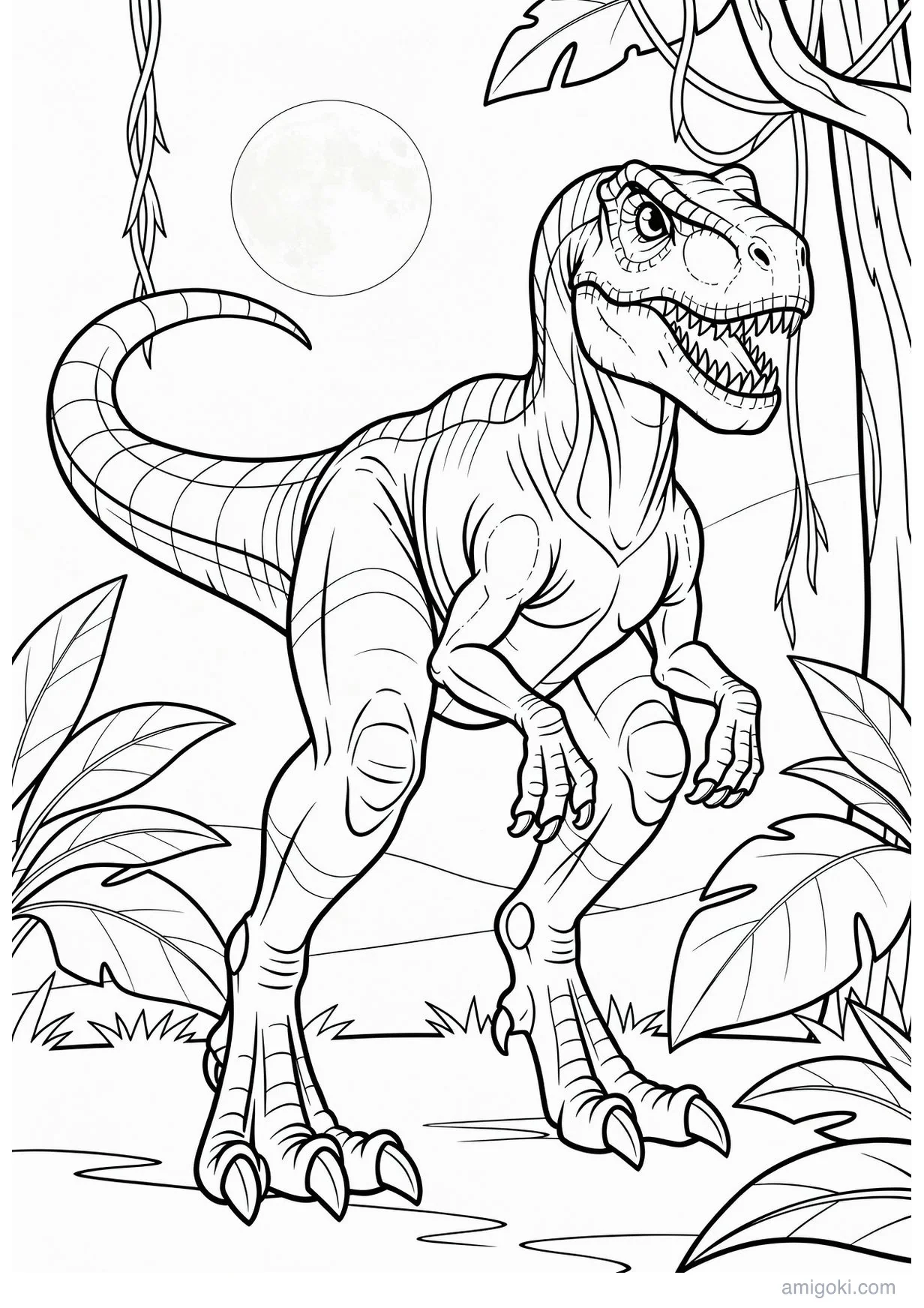Detailed Indoraptor Coloring Page for Kids 6+