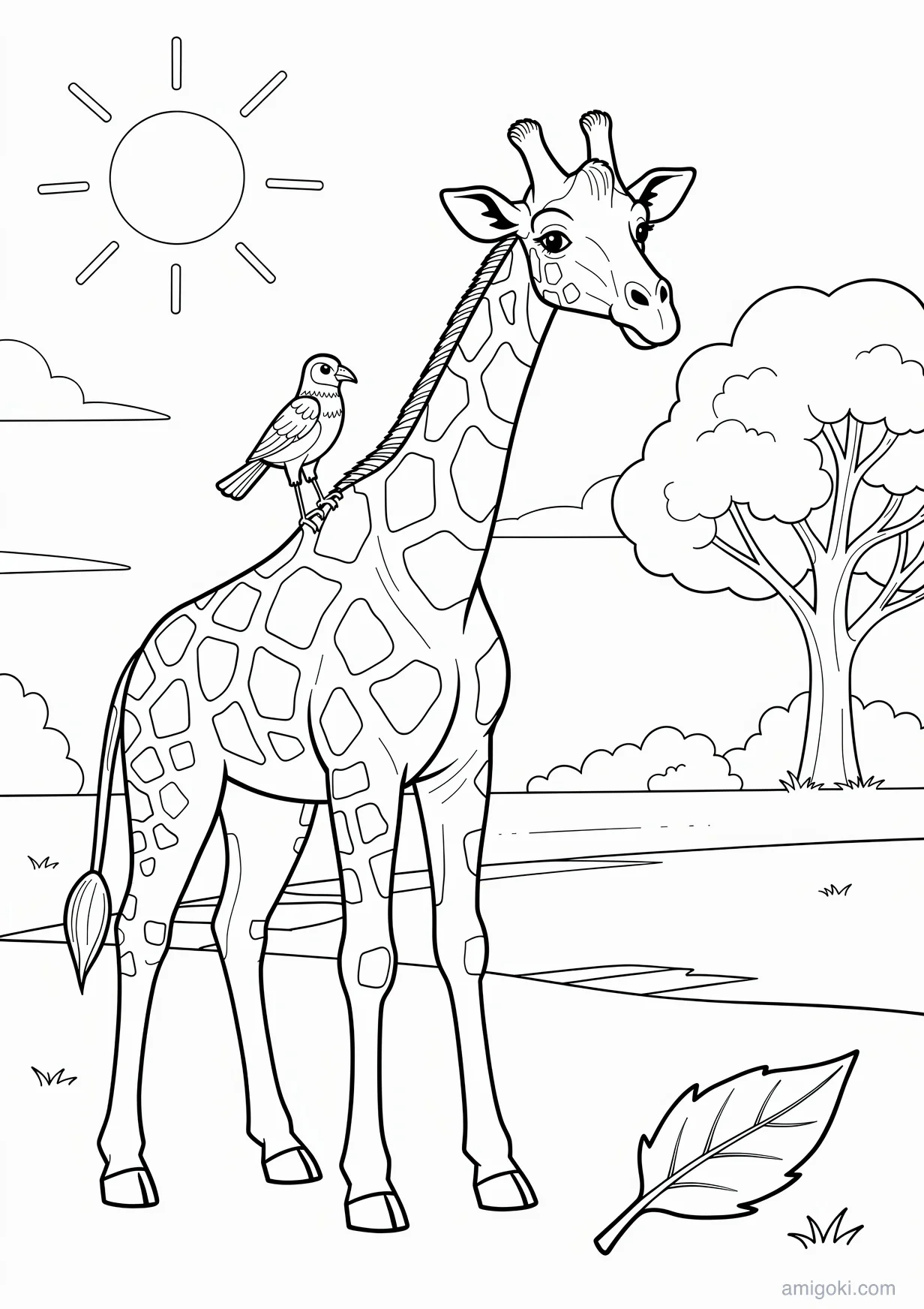 Desenho de Girafa para Colorir para Maiores de 6 Anos