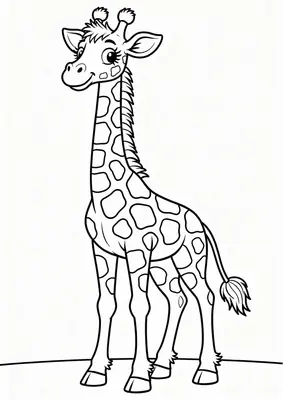 Dibujo de jirafa para colorear gratis, imprimible para niños pequeños de 2 a 5 años