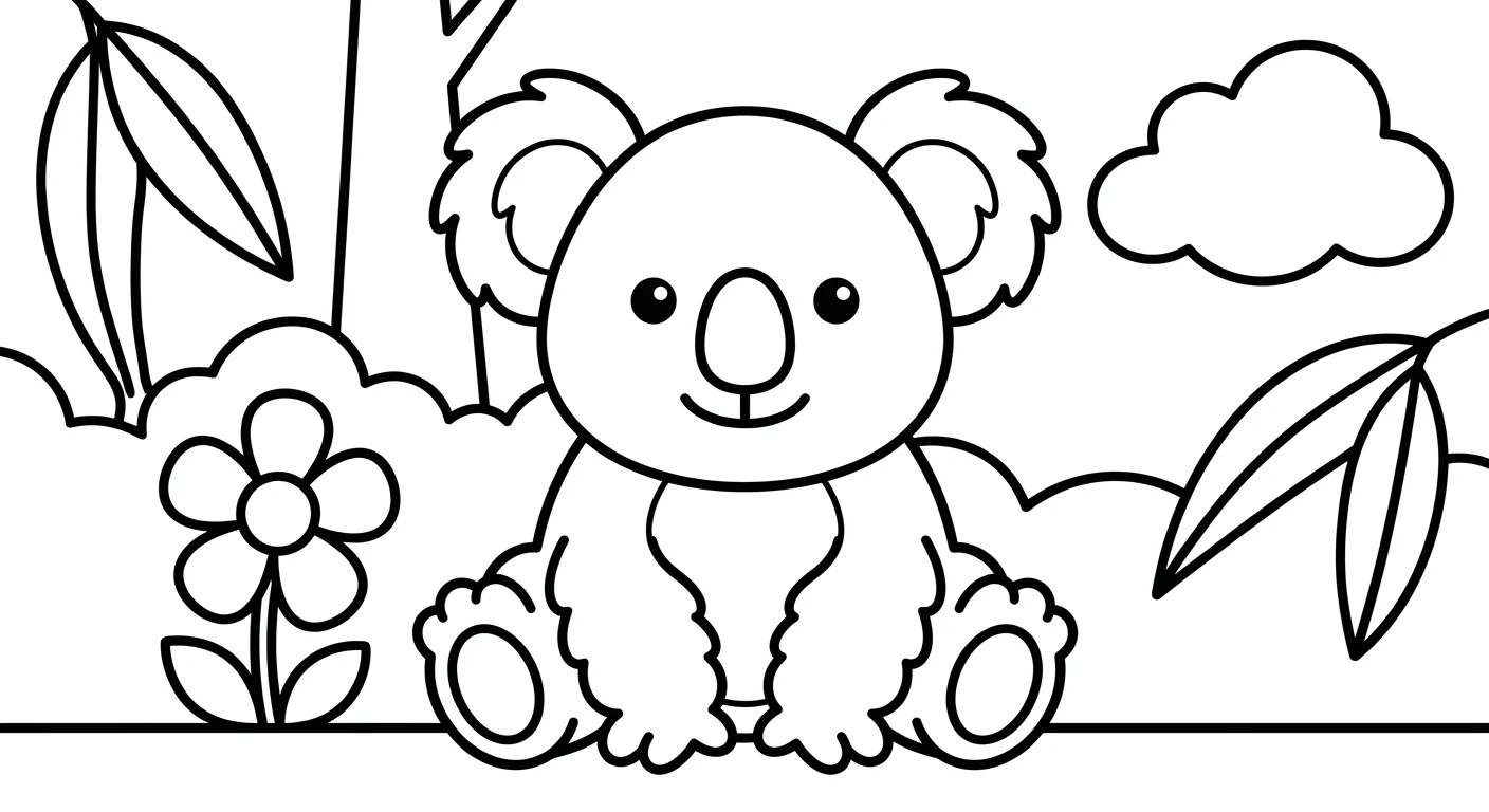 Dessin de Koala à Colorier pour Enfants de 2 à 5 Ans