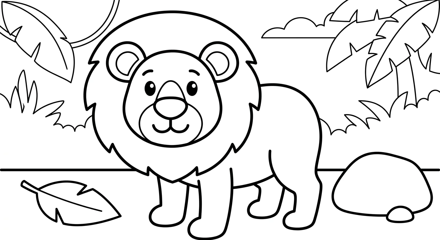 Dibujo de León para Colorear para Niños de 2 a 5 Años