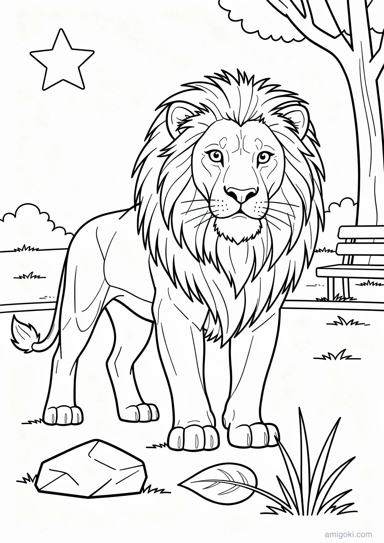 Lion Drawing to Color for Ages 6 and Up