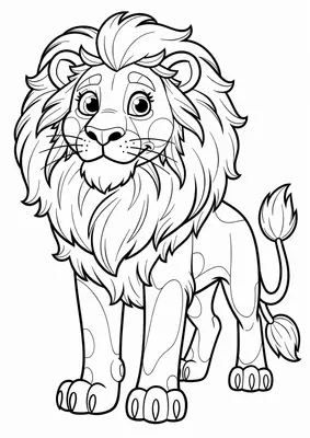 Dibujo de león para colorear gratis, imprimible en PDF para niños pequeños de 2 a 5 años